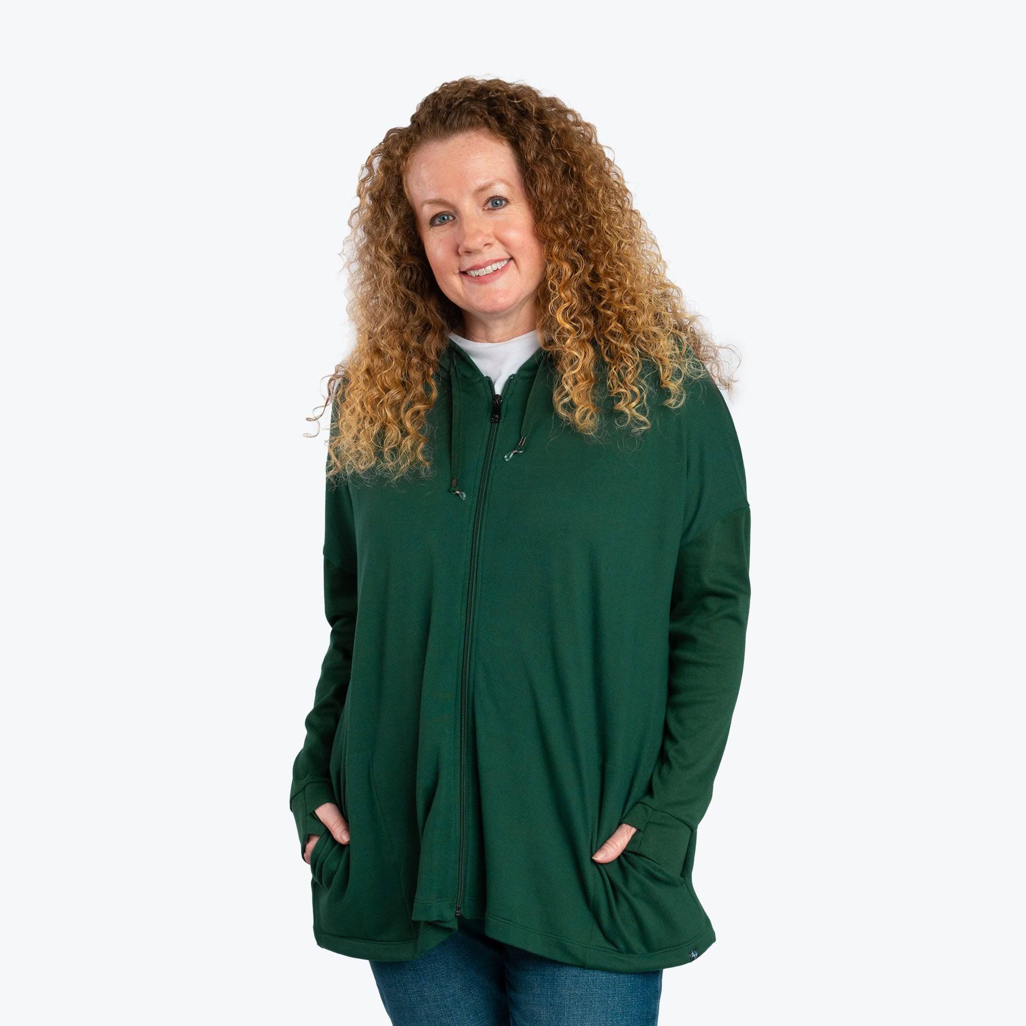 Bolero Brushed Sweater Knit Zip-Up - EVERGLADE - BoleroZipUpSweater_Everglade_01