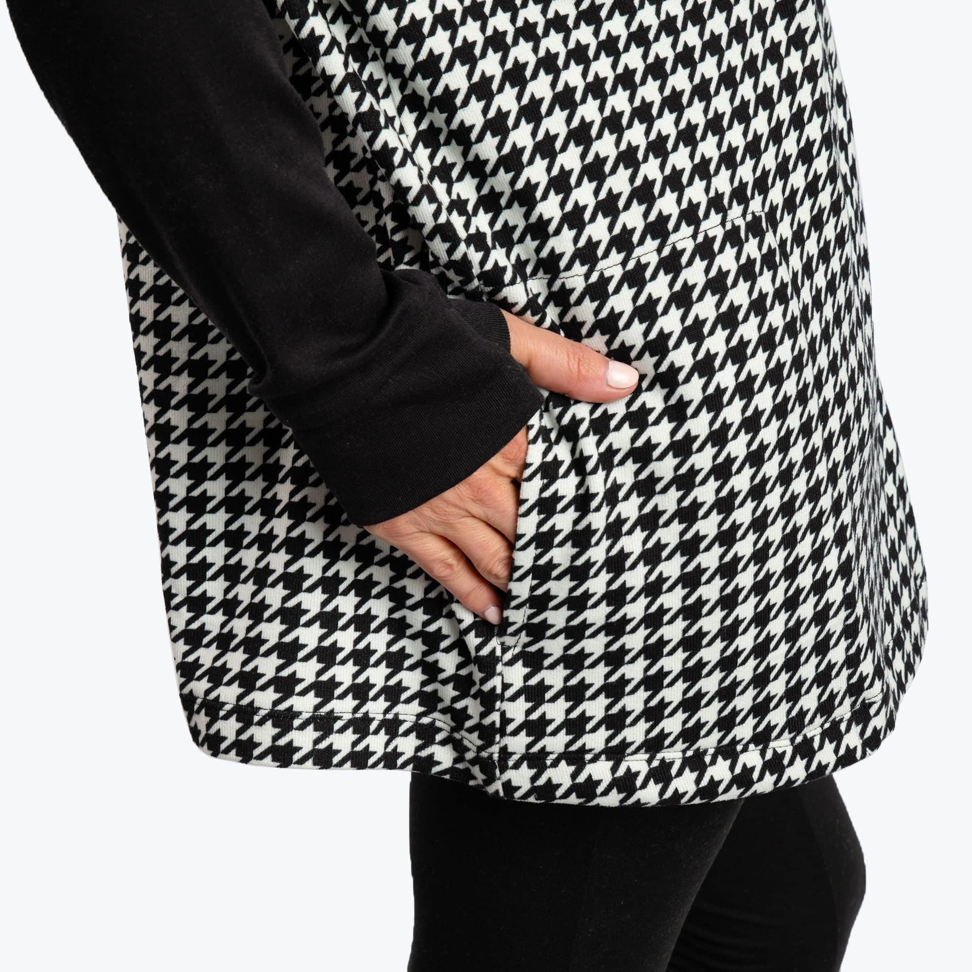 Bolero Brushed Sweater Knit Zip-Up - MICRO HOUNDSTOOTH - BoleroZipUpSweater_MicroHoundstooth_05