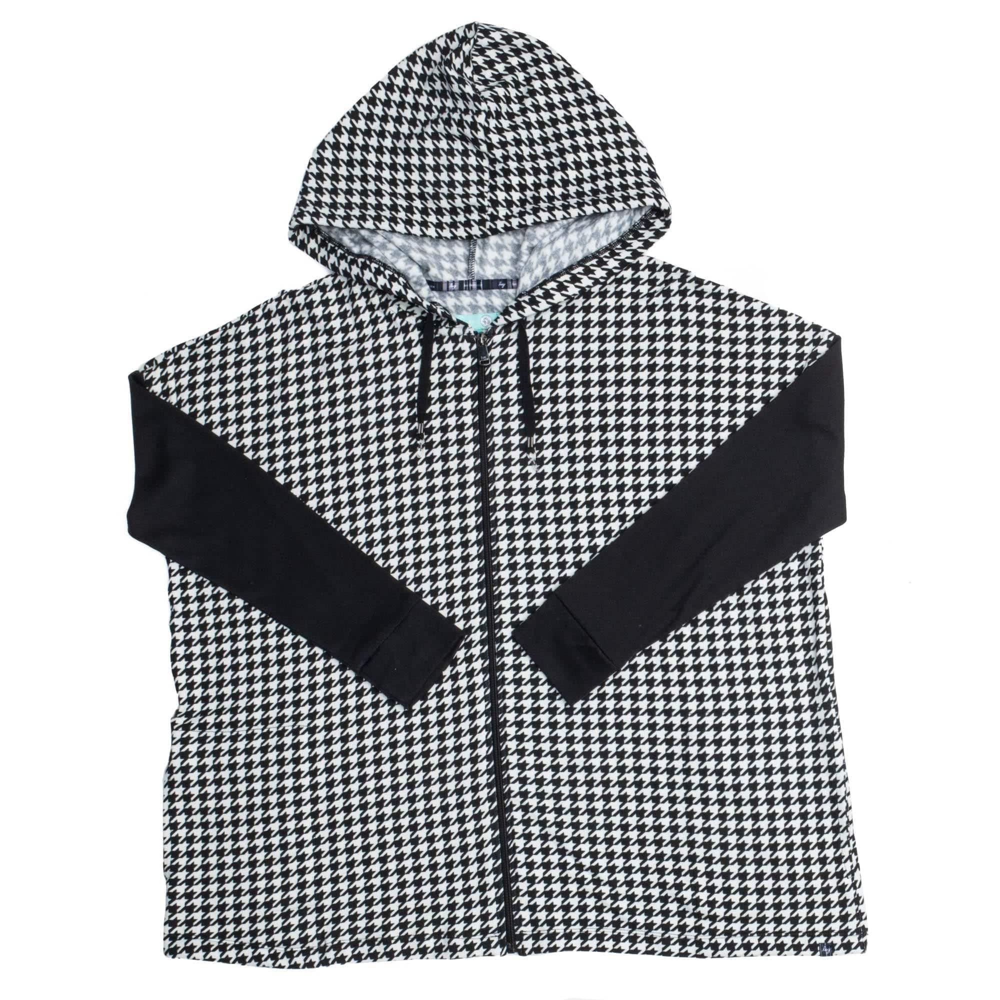 Bolero Brushed Sweater Knit Zip-Up - MICRO HOUNDSTOOTH - BoleroZipUpSweater_MicroHoundstooth_Flatlay