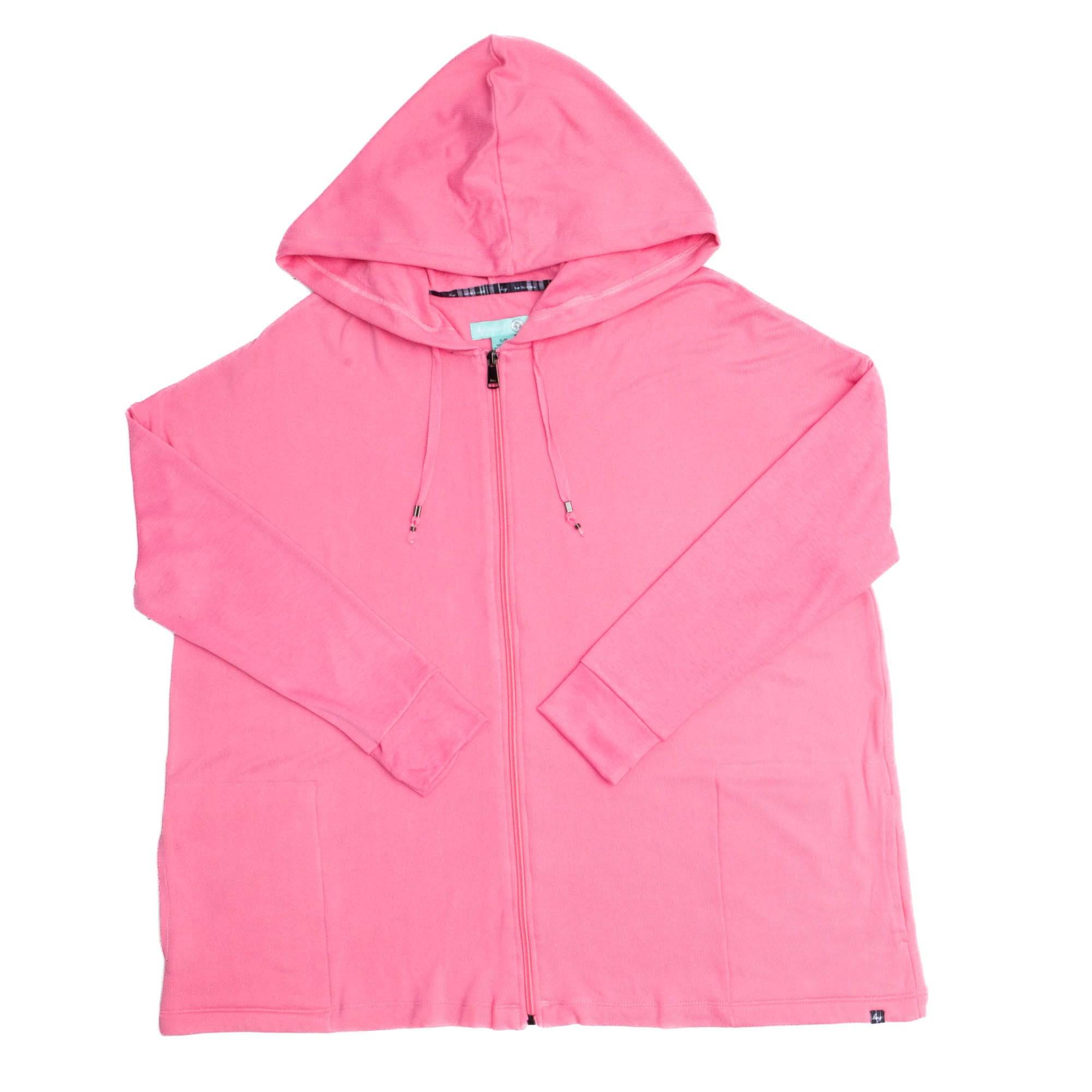 Bolero Brushed Sweater Knit Zip-Up - PINK TOURMALINE - BoleroZipUpSweater_Pinktourmaline_Flatlay