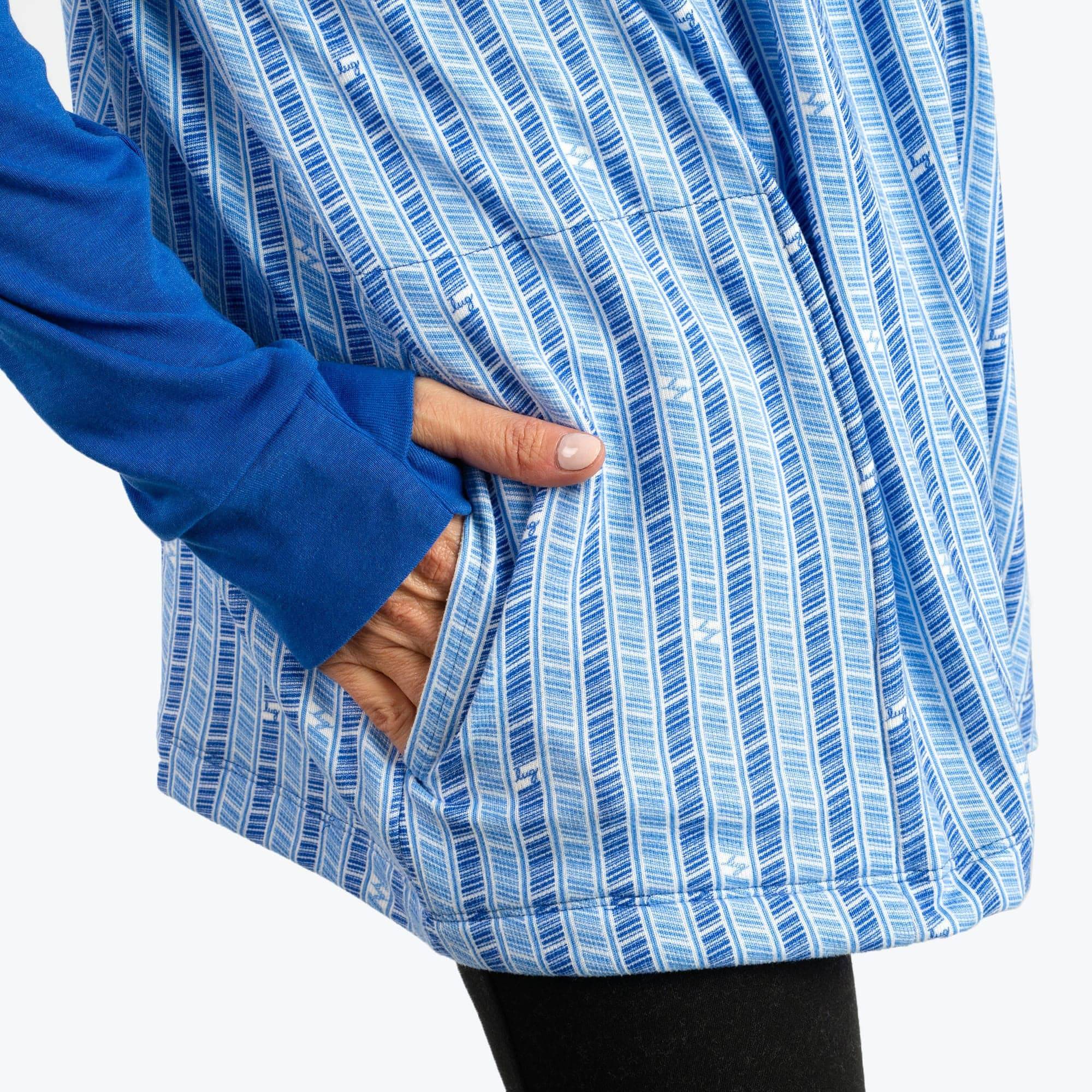 Bolero Brushed Sweater Knit Zip-Up - RADIATE STRIPE INDIGO - BoleroZipUpSweater_RadiateStripeIndigo_05