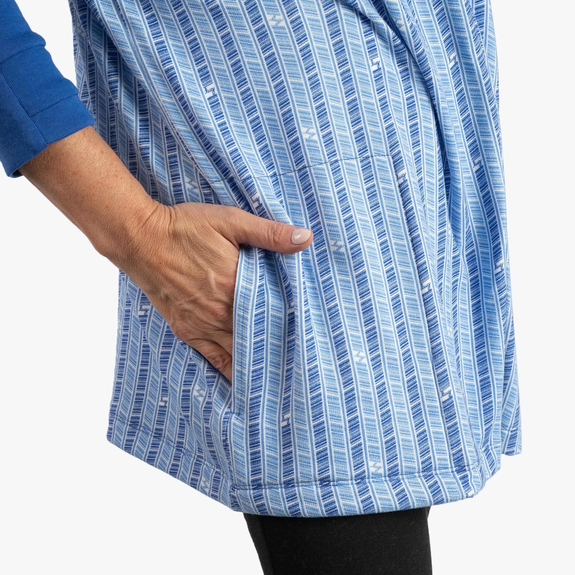 Bolero Brushed Sweater Knit Zip-Up - RADIATE STRIPE INDIGO - BoleroZipUpSweater_RadiateStripeIndigo_06