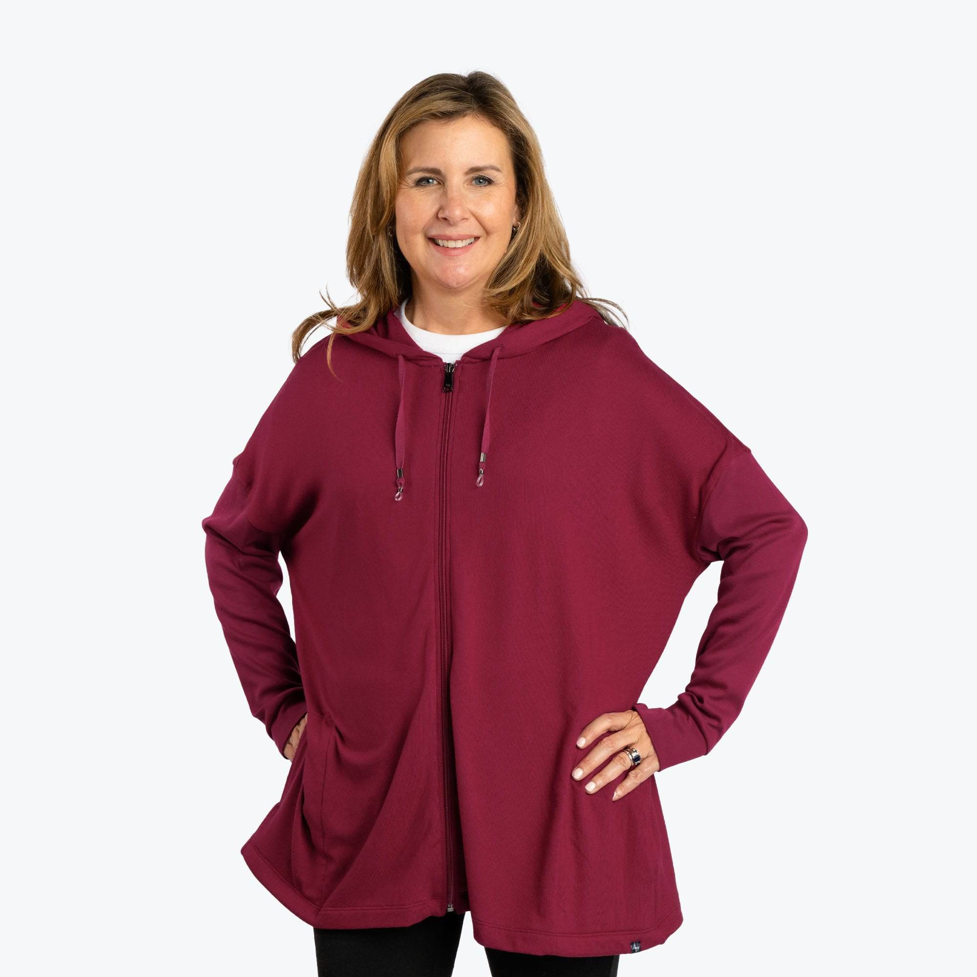 Bolero Brushed Sweater Knit Zip-Up - RASPBERRY - BoleroZipUpSweater_Raspberry_01