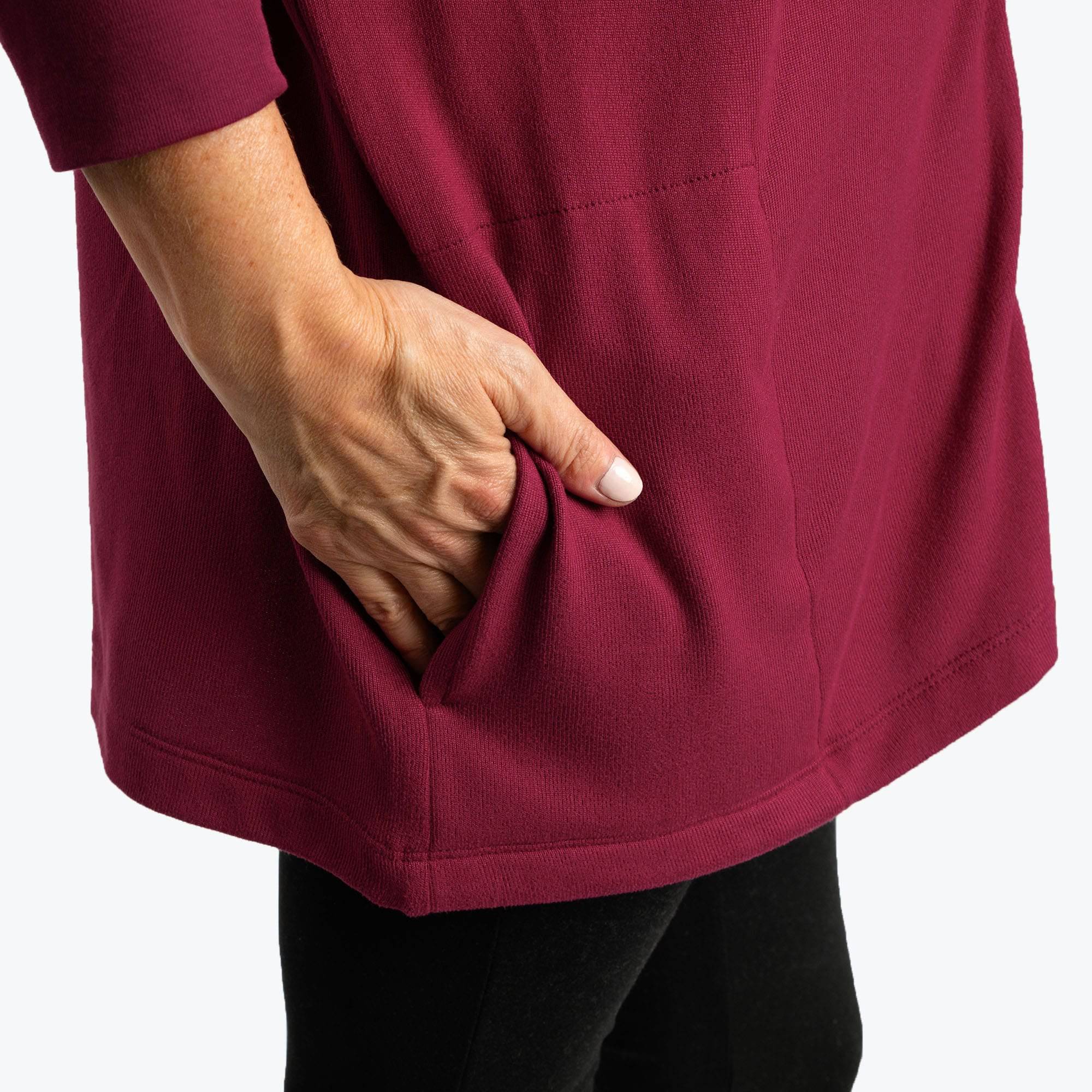 Bolero Brushed Sweater Knit Zip-Up - RASPBERRY - BoleroZipUpSweater_Raspberry_06