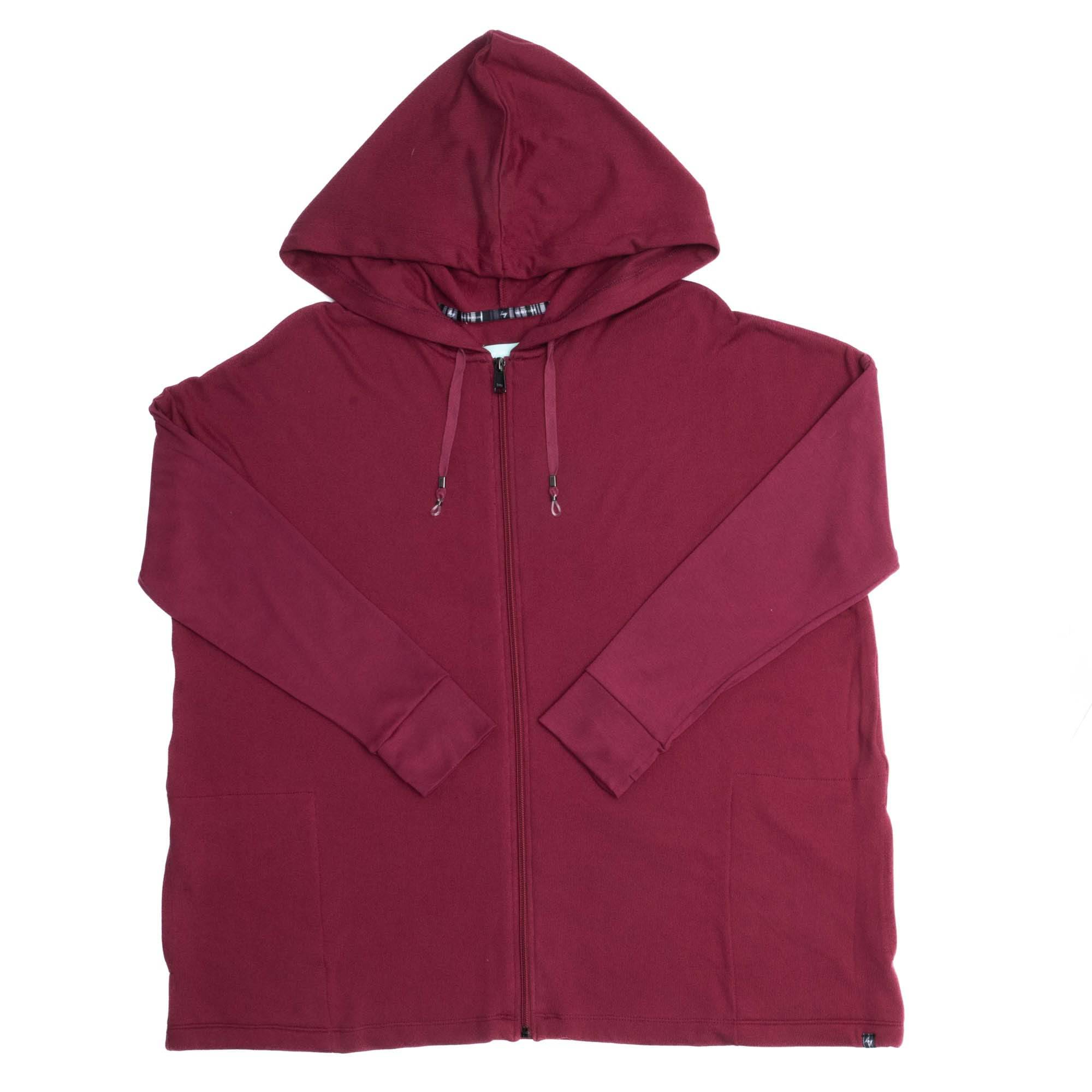 Bolero Brushed Sweater Knit Zip-Up - RASPBERRY - BoleroZipUpSweater_Raspberry_Flatlay