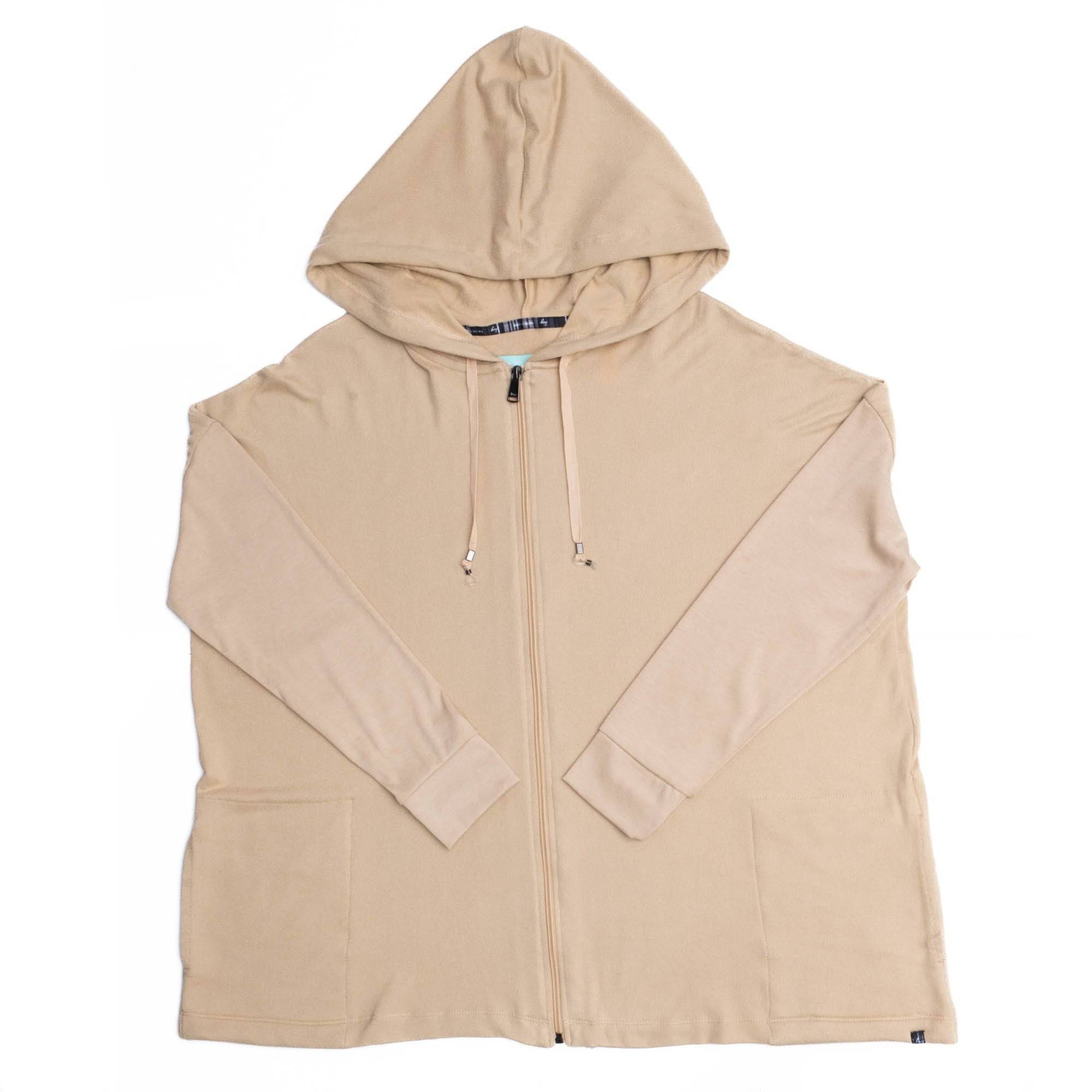 Bolero Brushed Sweater Knit Zip-Up - SAND - BoleroZipUpSweater_Sand_Flatlay