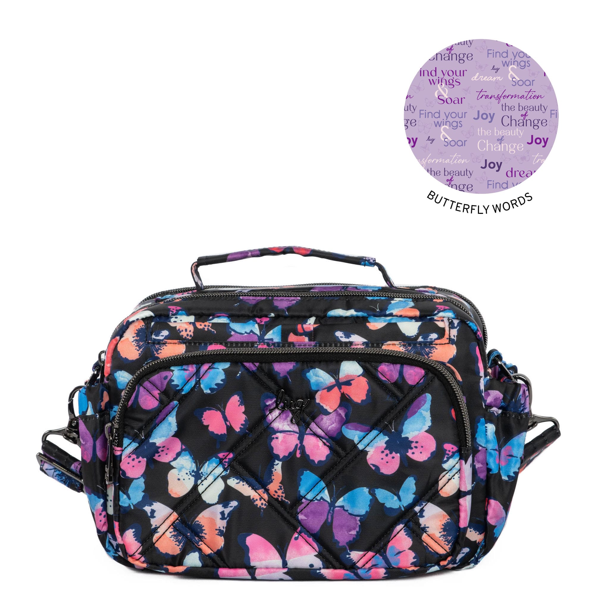 Boomer Crossbody Bag - WATERCOLOR BUTTERFLIES - Boomer_WatercolorButterfliesBlack