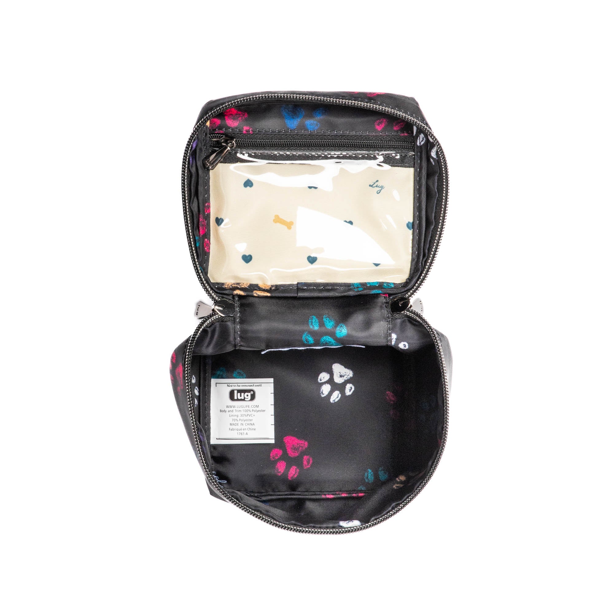 Box Top Cosmetic Case - PAWS BLACK - BoxTopPouchSingle_PawsBlack_05