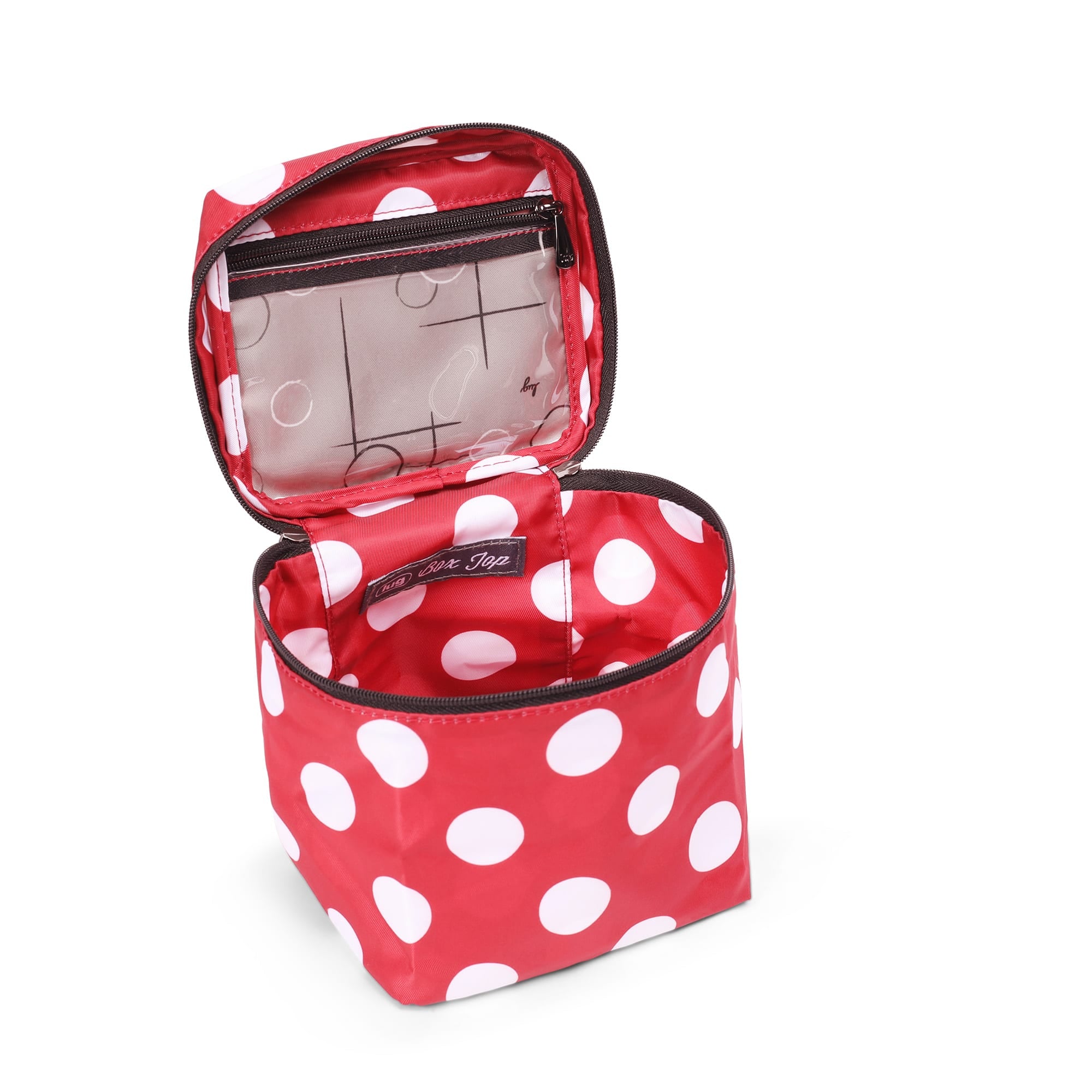 Box Top Cosmetic Case - CRIMSON LARGE DOT - BoxTop_Crimson_Lg_Dot_05