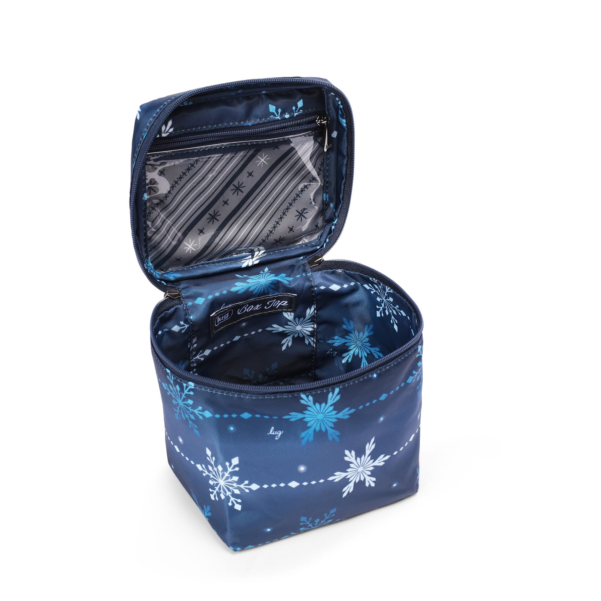 Box Top Cosmetic Case - SNOWFLAKE NAVY - BoxTop_SnowflakeNavy_05