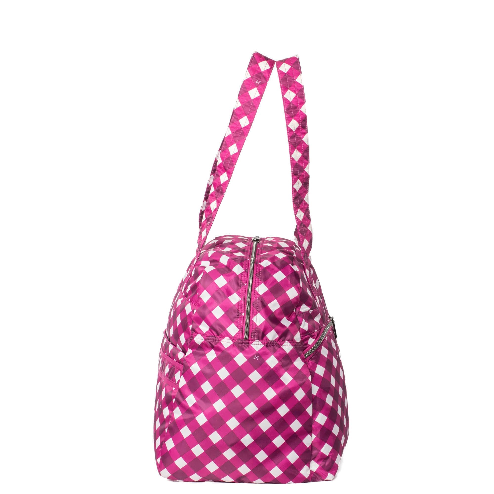 Boxer Packable Duffel Bag - GINGHAM BERRY - BoxerPackable_GinghamBerry_03