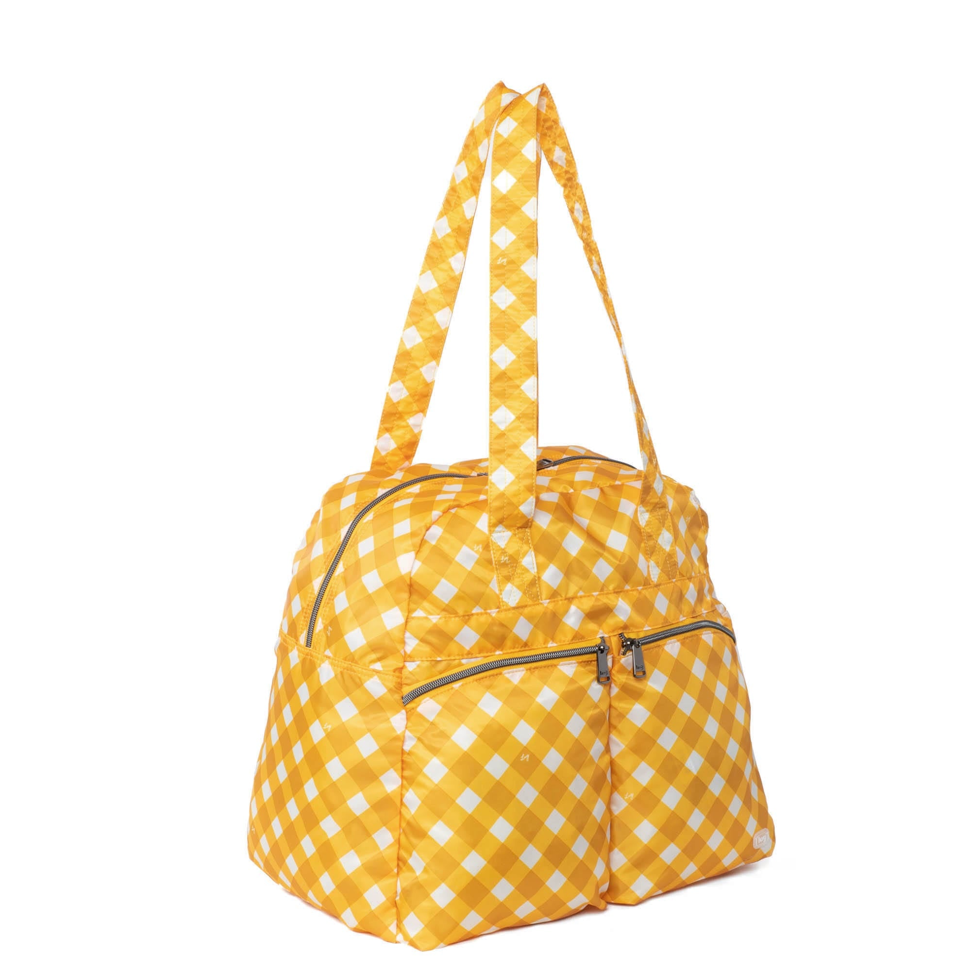Boxer Packable Duffel Bag - GINGHAM MUSTARD - BoxerPackable_GinghamMustard_02