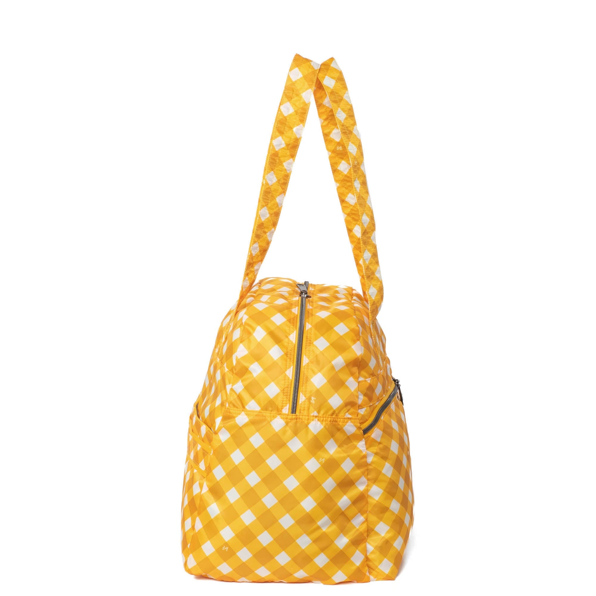 Boxer Packable Duffel Bag - GINGHAM MUSTARD - BoxerPackable_GinghamMustard_03