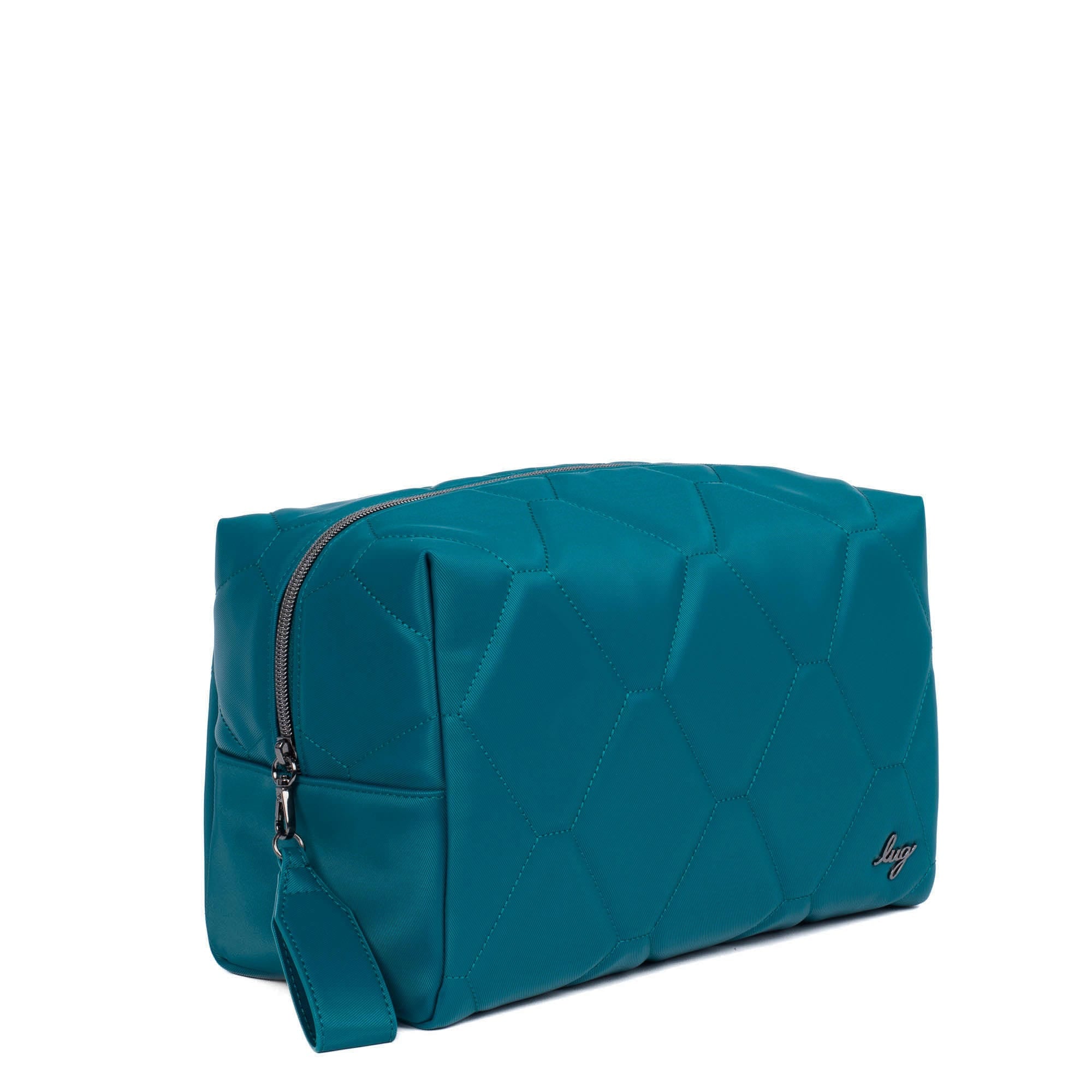 Bumper Satin Luxe VL Cosmetic Case - TEAL - Bumper_TealSatinVL_02
