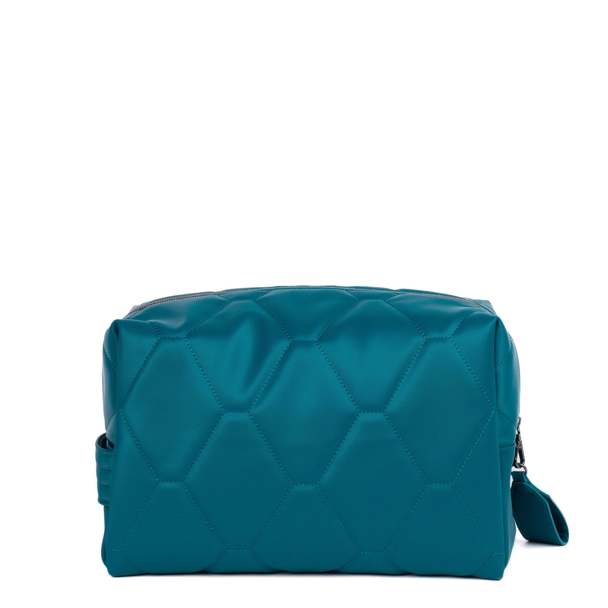 Bumper Satin Luxe VL Cosmetic Case - TEAL - Bumper_TealSatinVL_04