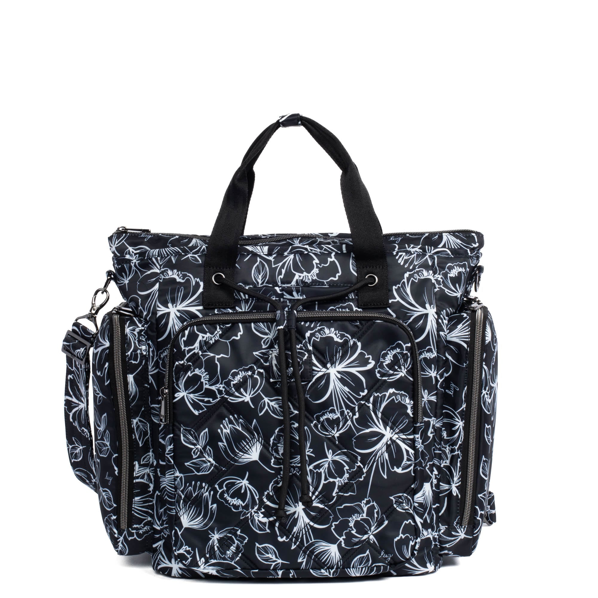 Bustle Convertible Tote Bag - OUTLINE FLORAL BLACK - Bustle_FloralOutlineBlack_01