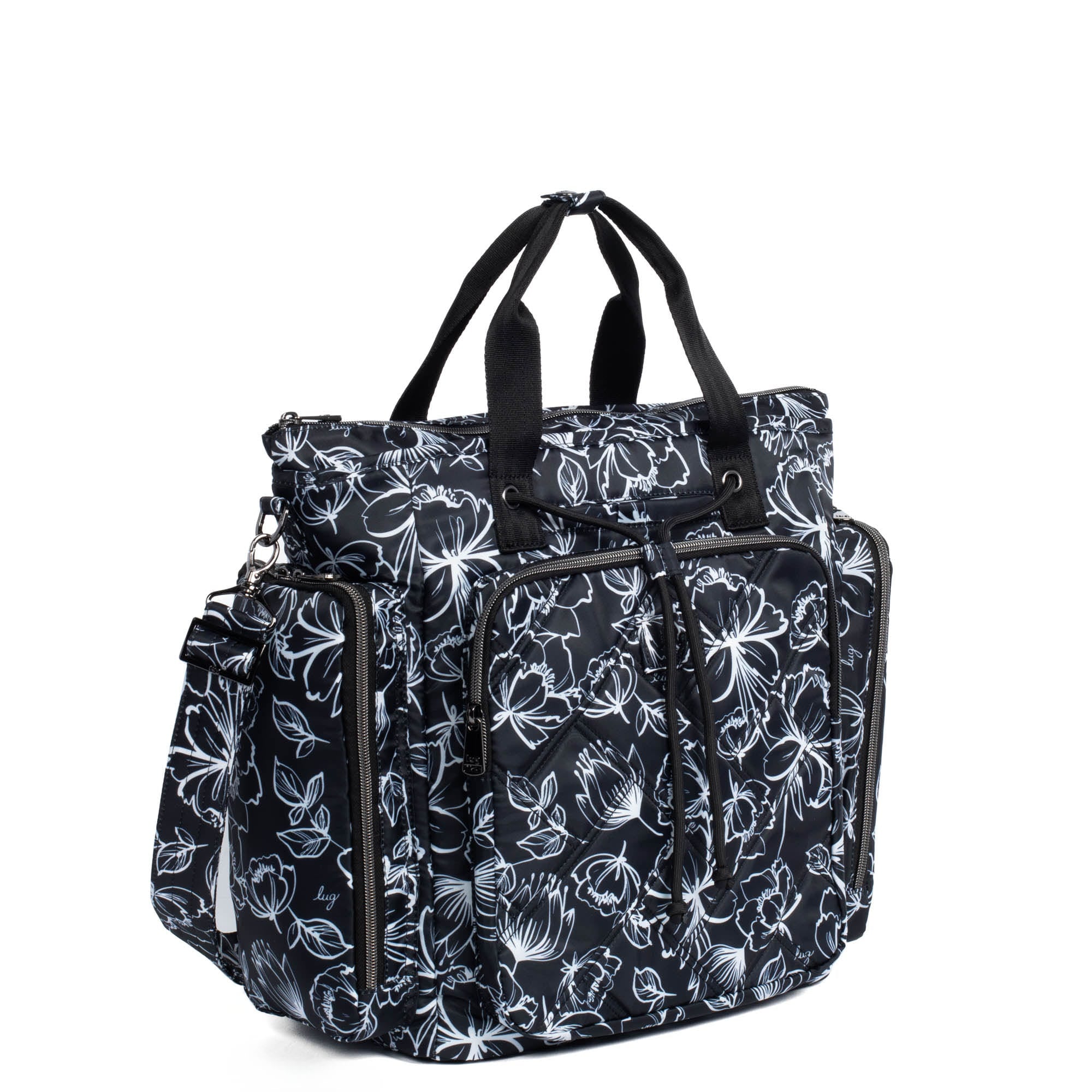 Bustle Convertible Tote Bag - OUTLINE FLORAL BLACK - Bustle_FloralOutlineBlack_02