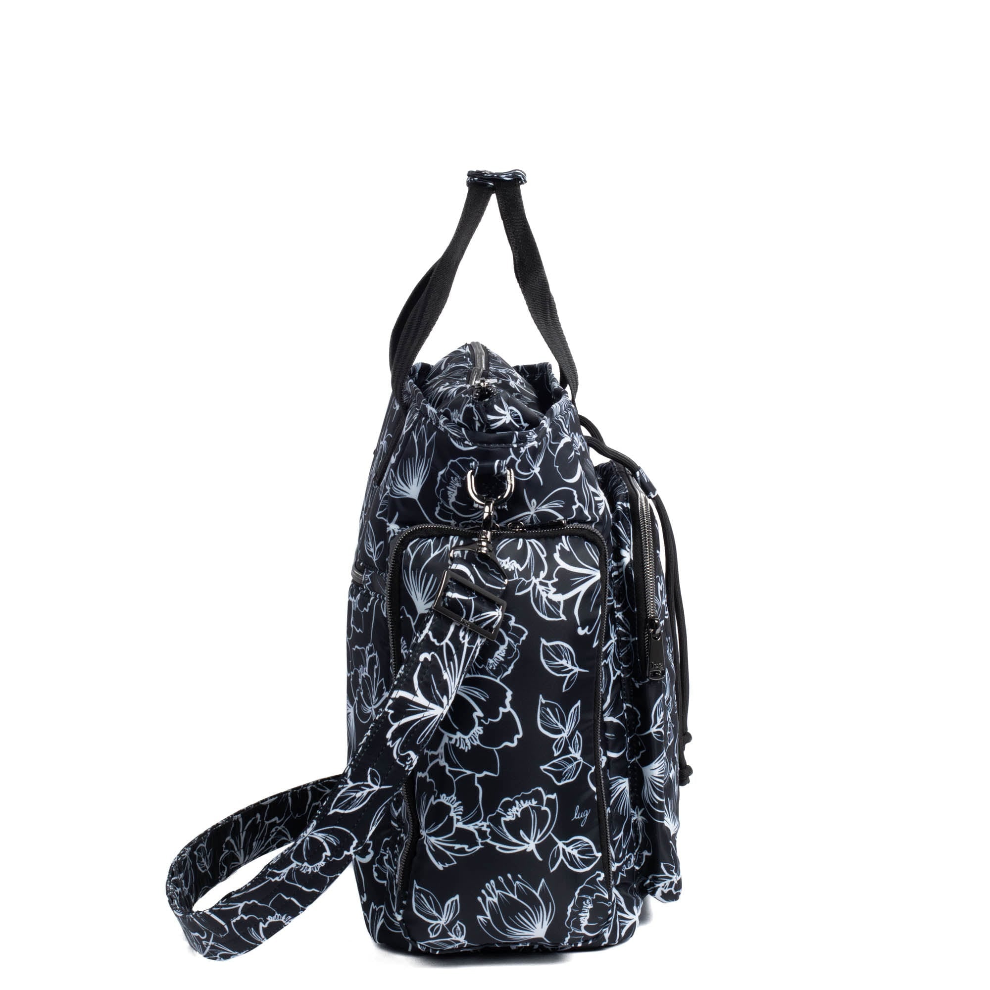 Bustle Convertible Tote Bag - OUTLINE FLORAL BLACK - Bustle_FloralOutlineBlack_03