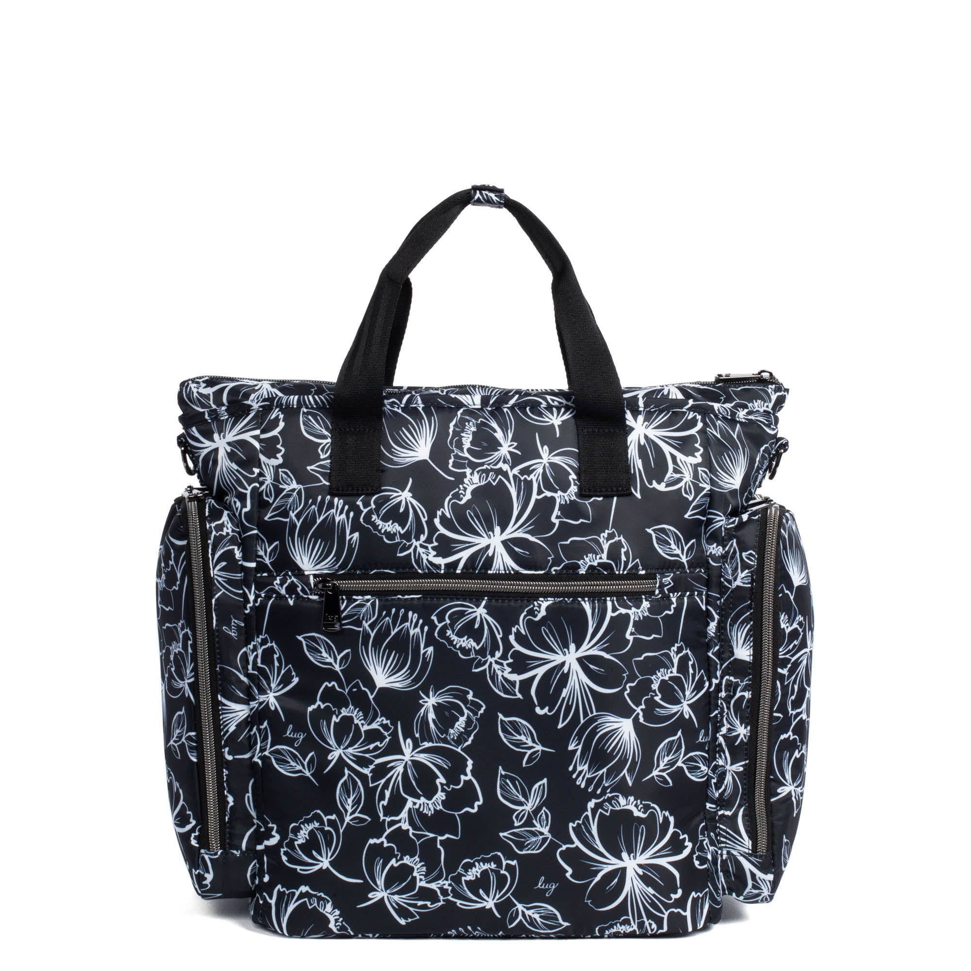 Bustle Convertible Tote Bag - OUTLINE FLORAL BLACK - Bustle_FloralOutlineBlack_04