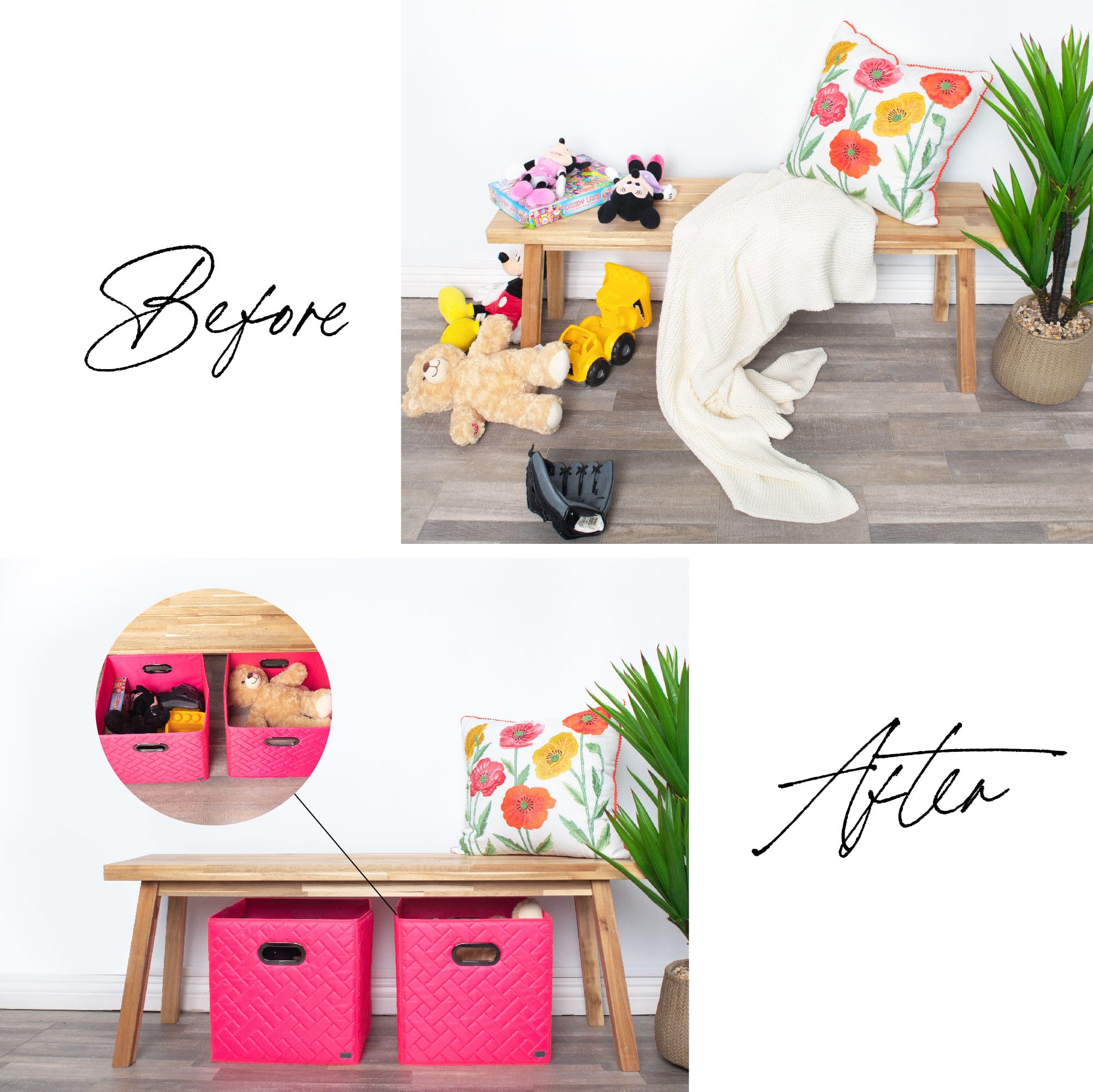 Cargo 2pc Collapsible Cube Bins - - Cargo2pc_Before-after_toys_Lifestyle