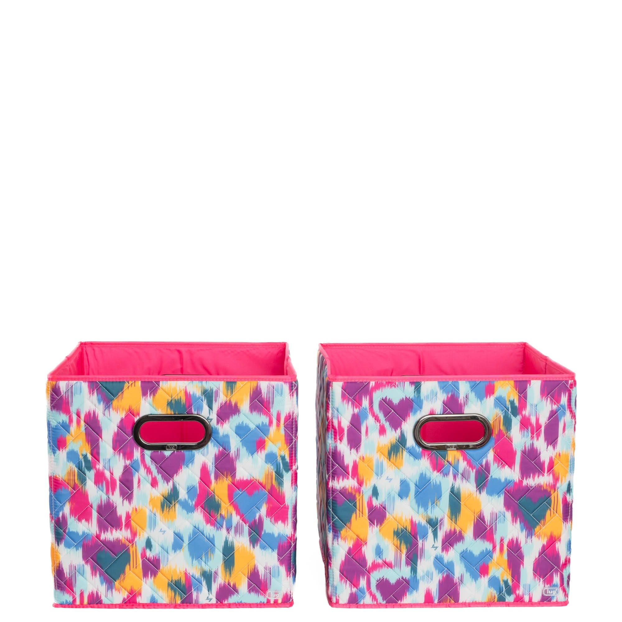 Cargo 2pc Collapsible Cube Bins - - Cargo2pkCollapsibleStorageCube_HeartIkatMulti_02