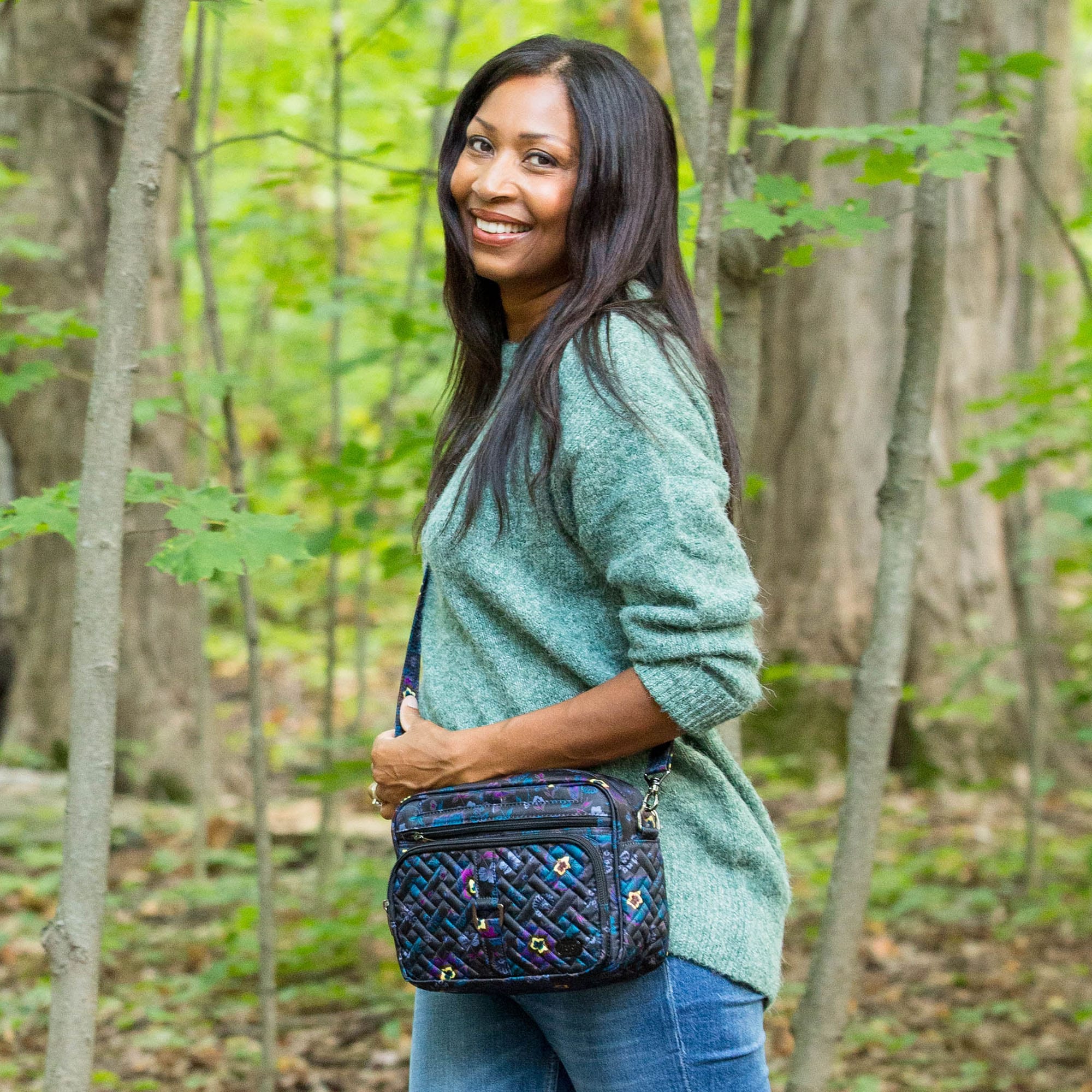 Carousel XL Crossbody Bag - BOHO FLORAL BLACK - CarouselXL_Lifestyle_02