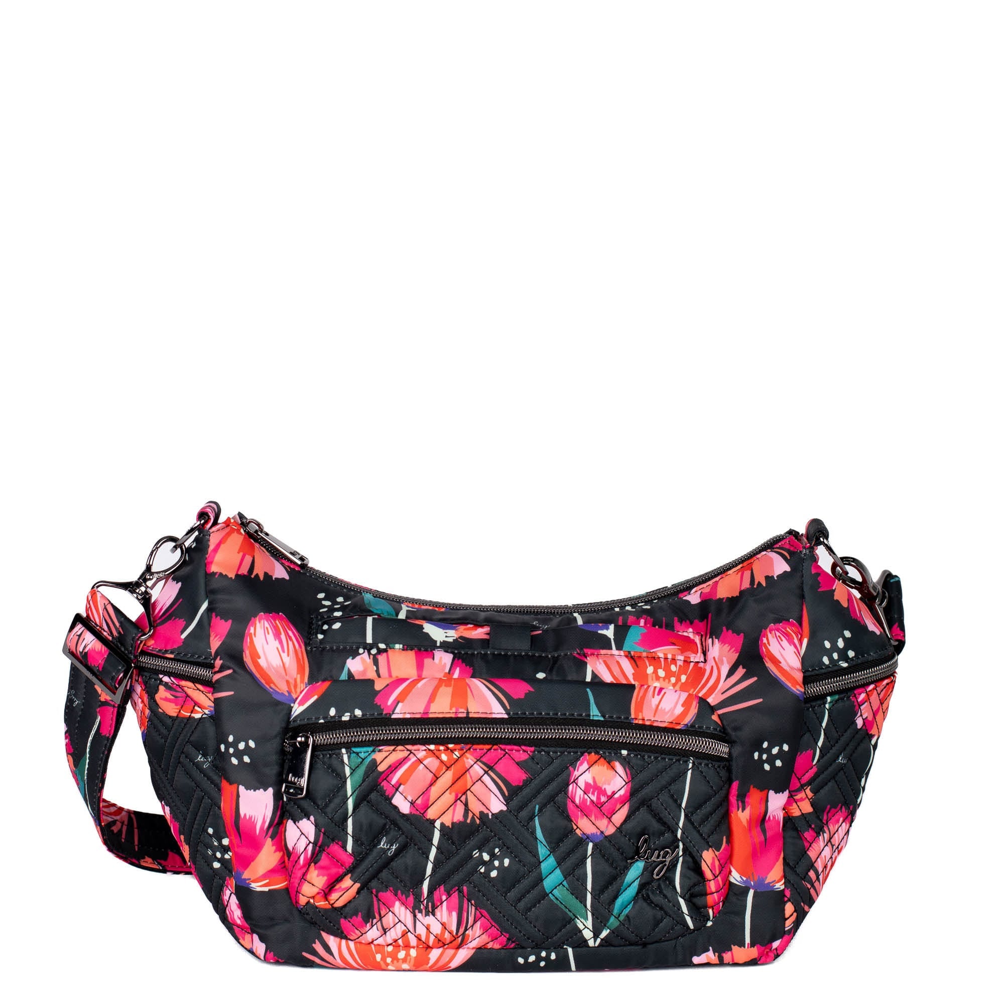 Cha Cha Crossbody Bag - POMPOM FLORAL BLACK - ChaCha_PompomFloralBlack_01