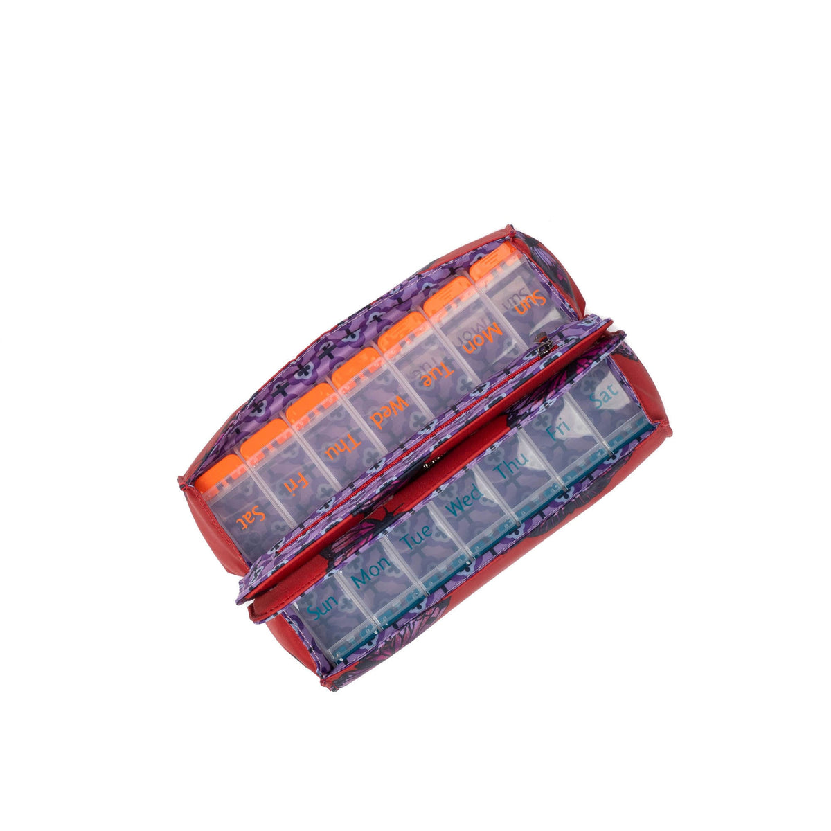 Choo Choo AM/PM Pill Organizer - BUTTERFLY POPPY - ChooChooAMPM_ButterflyPoppy_05