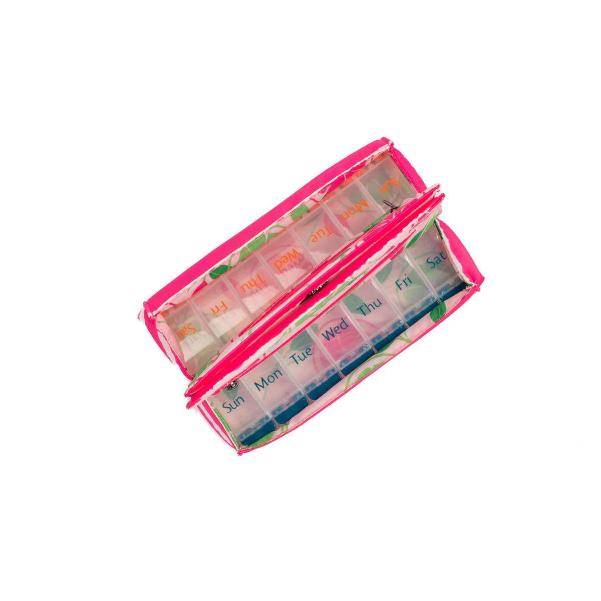 Choo Choo AM/PM Pill Organizer - MAGENTA STRIPE - ChooChooAMPM_MagentaStripe_05