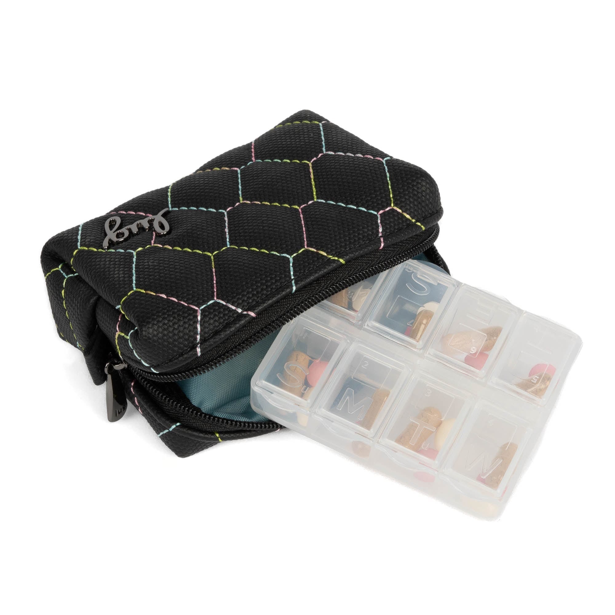 Choo Choo Mini Matte Luxe VL Pill Box - BLACK ICEPOP STITCH - ChooChooMiniMatteLuxe_BlackwithIcepopRainbow_05