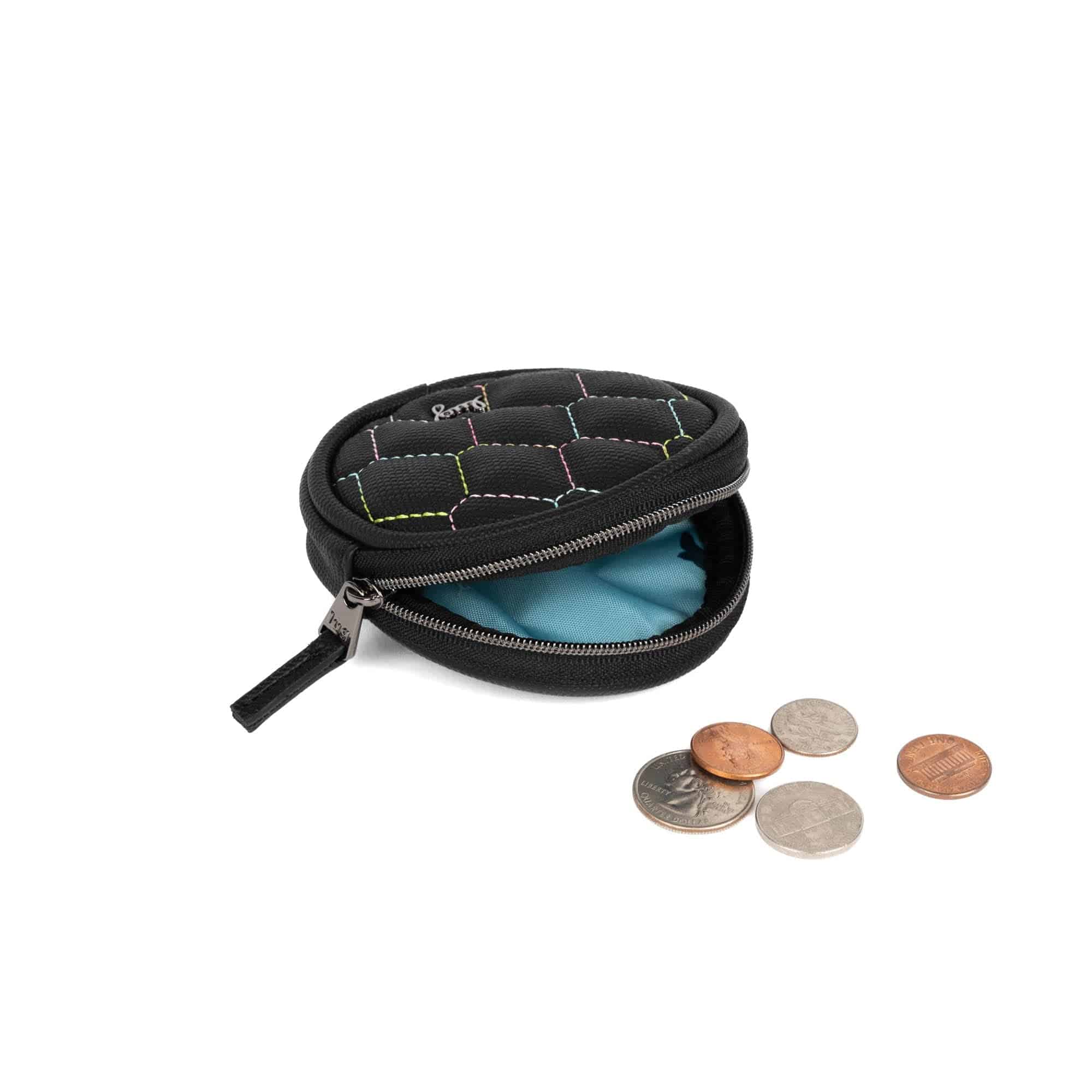 Circle Matte Luxe VL Pouch - BLACK ICEPOP STITCH - CirclePouchMatteLuxe_BlackwithIcepopRainbow_042