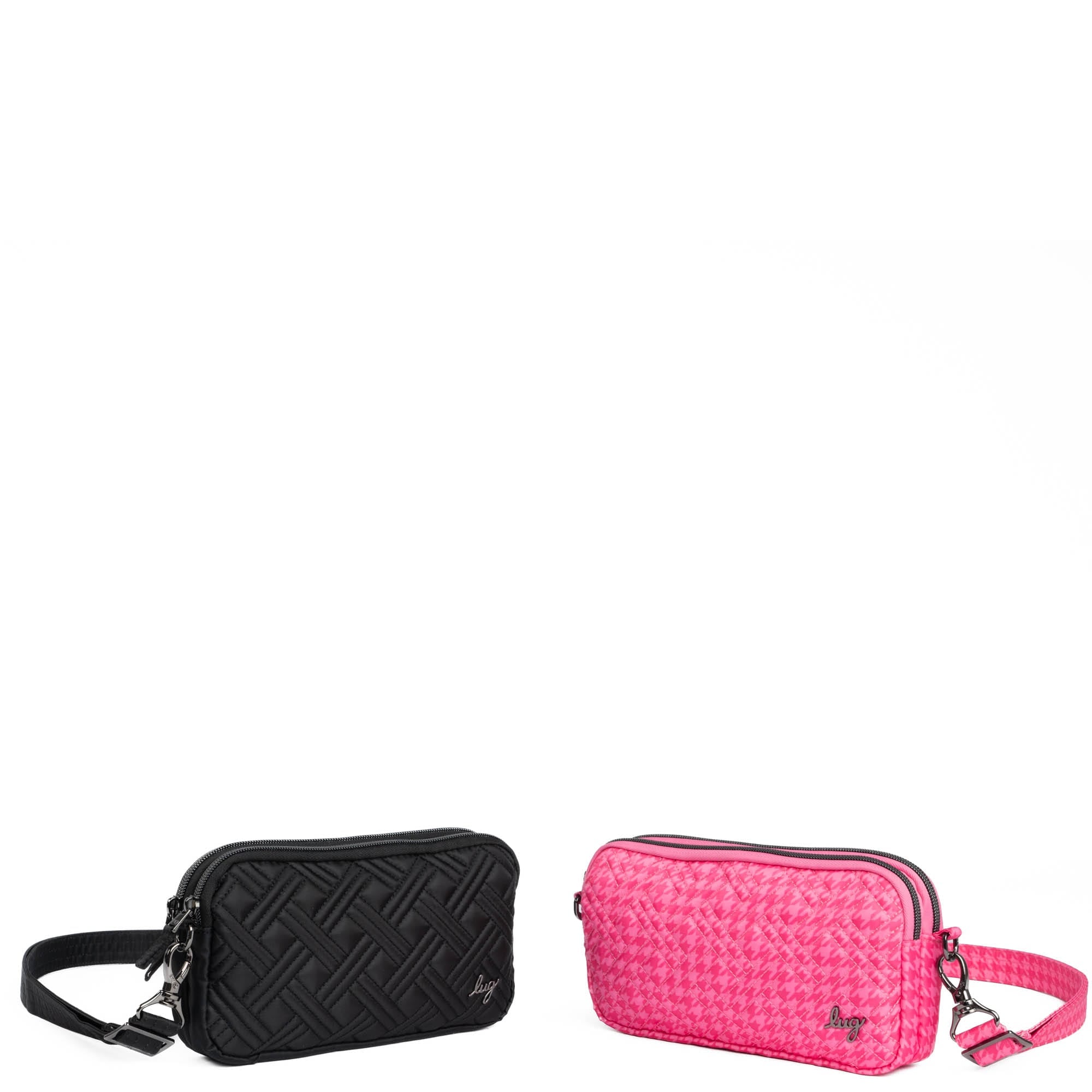 Coupe XL Convertible Crossbody Bag - 2pc Set - BLACK MICRO HOUNDSTOOTH PINK - CoupeXLSetof2_Black_MicroHoundstoothPink_02_petk06