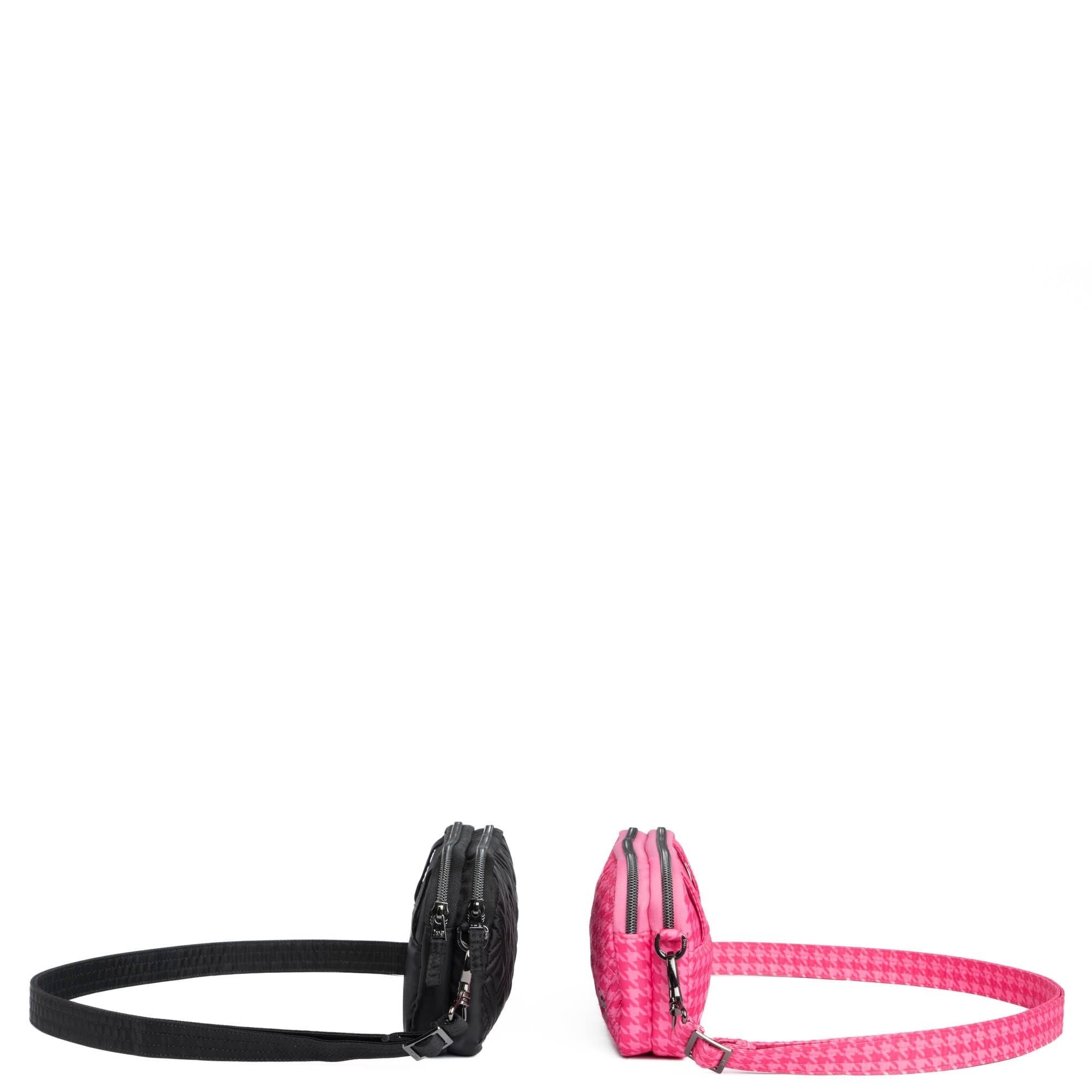 Coupe XL Convertible Crossbody Bag - 2pc Set - BLACK MICRO HOUNDSTOOTH PINK - CoupeXLSetof2_Black_MicroHoundstoothPink_03_8pjg0f