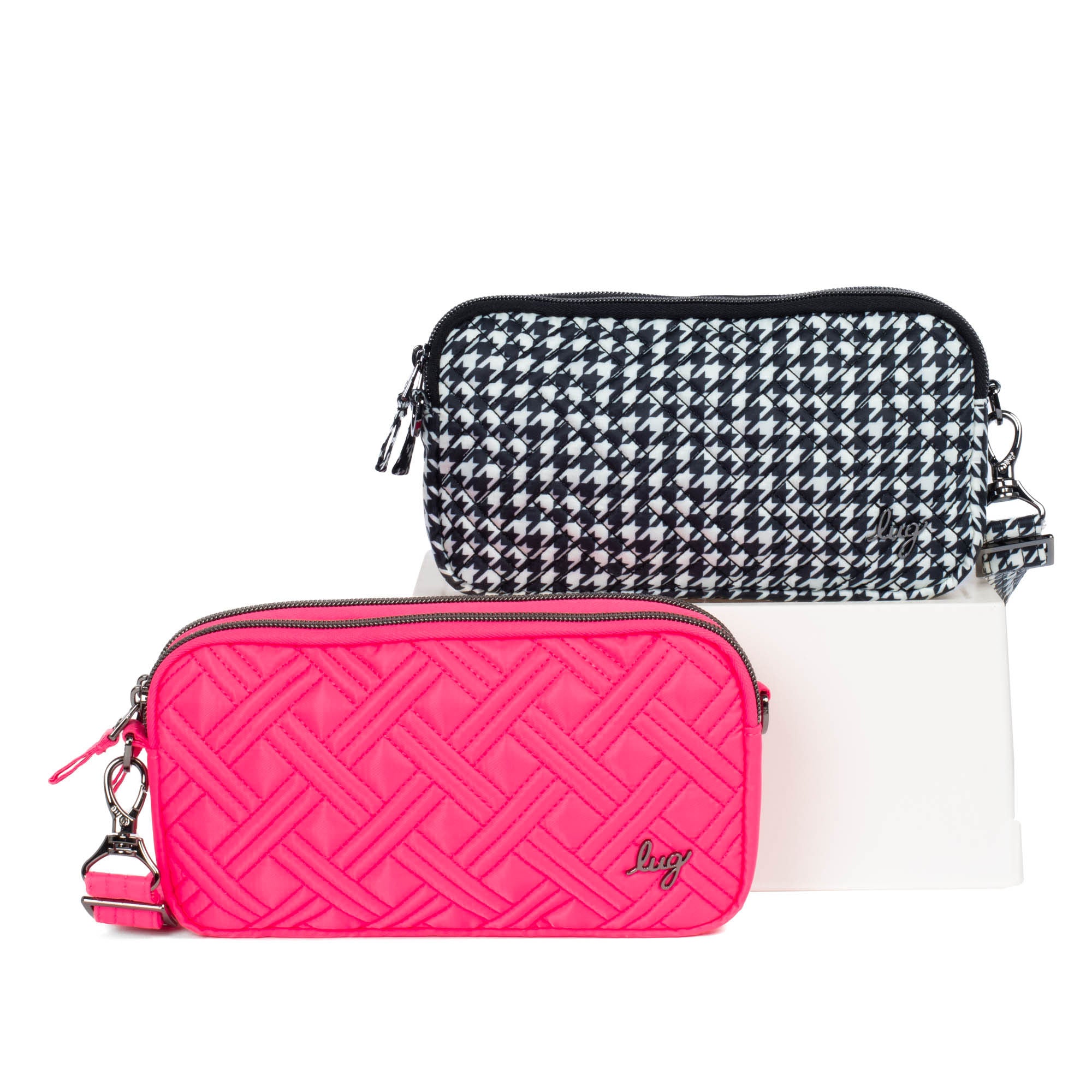 Coupe XL Convertible Crossbody Bag - 2pc Set - MICRO HOUNDSTOOTH MAGENTA - CoupeXLSetof2_HoundstoothBlack_Magenta_01_scdf3k