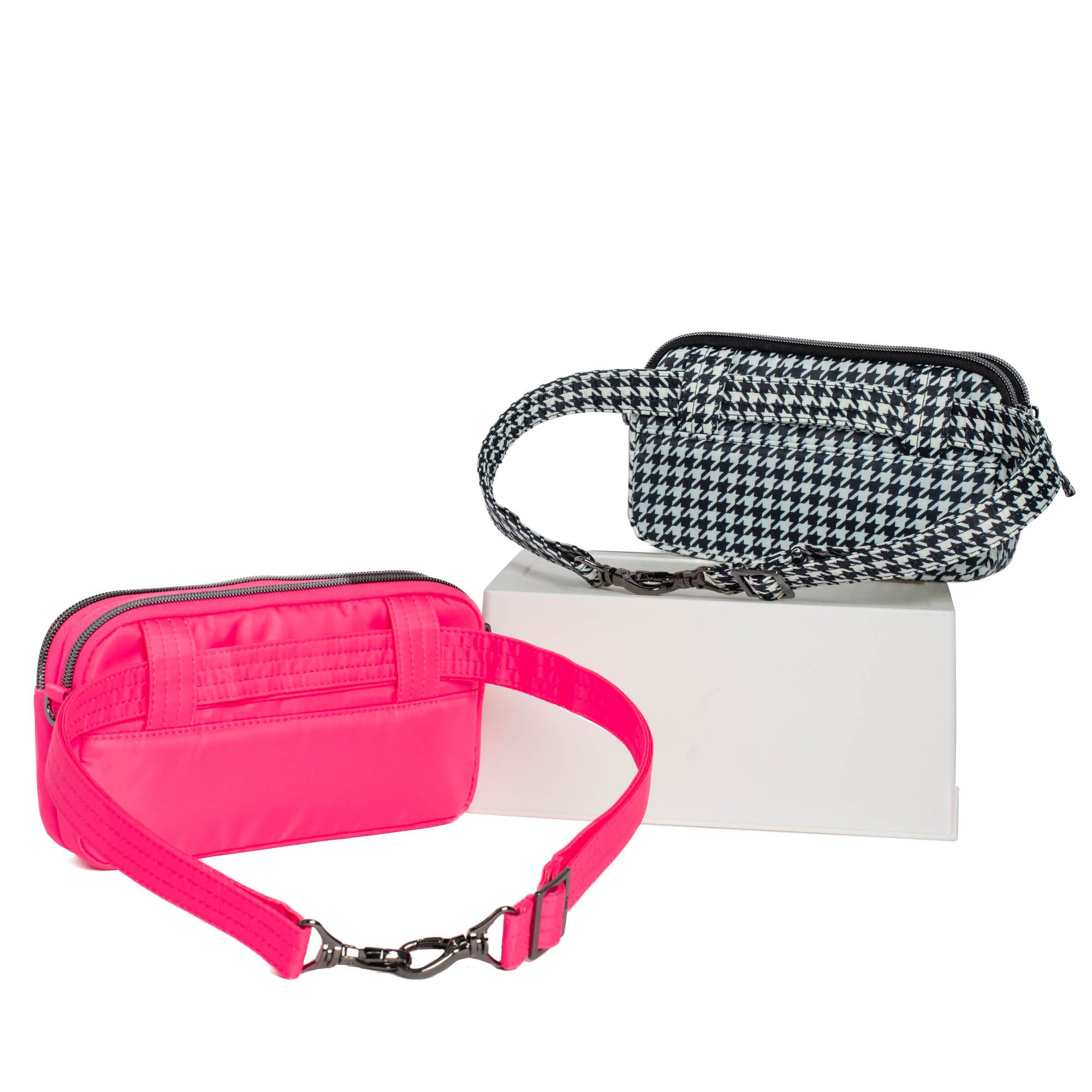 Coupe XL Convertible Crossbody Bag - 2pc Set - MICRO HOUNDSTOOTH MAGENTA - CoupeXLSetof2_HoundstoothBlack_Magenta_04