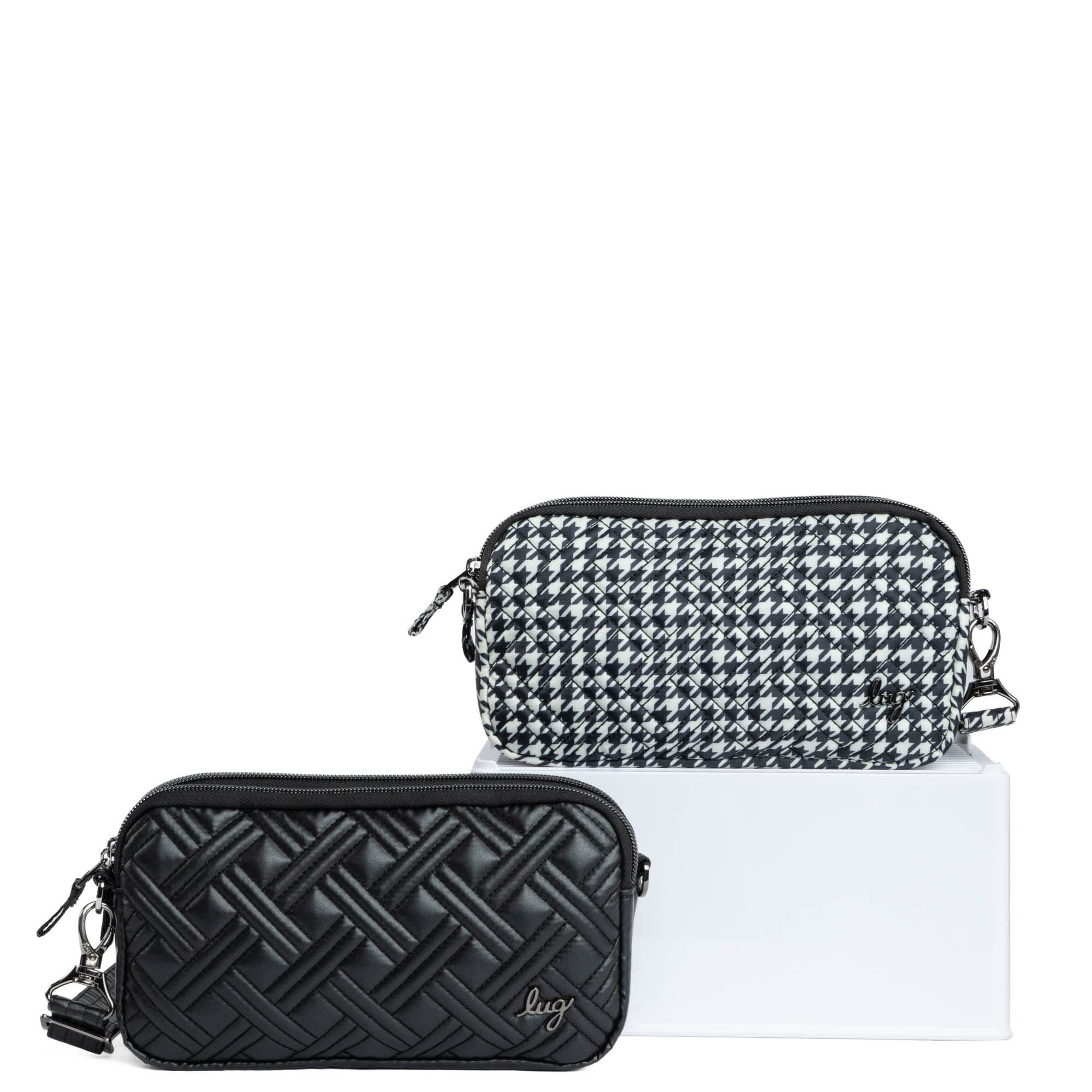 Coupe XL Convertible Crossbody Bag - 2pc Set - MICRO HOUNDSTOOTH METALLIC BLACK - CoupeXLSetof2_MetallicBlack_MicroHoundstooth_01