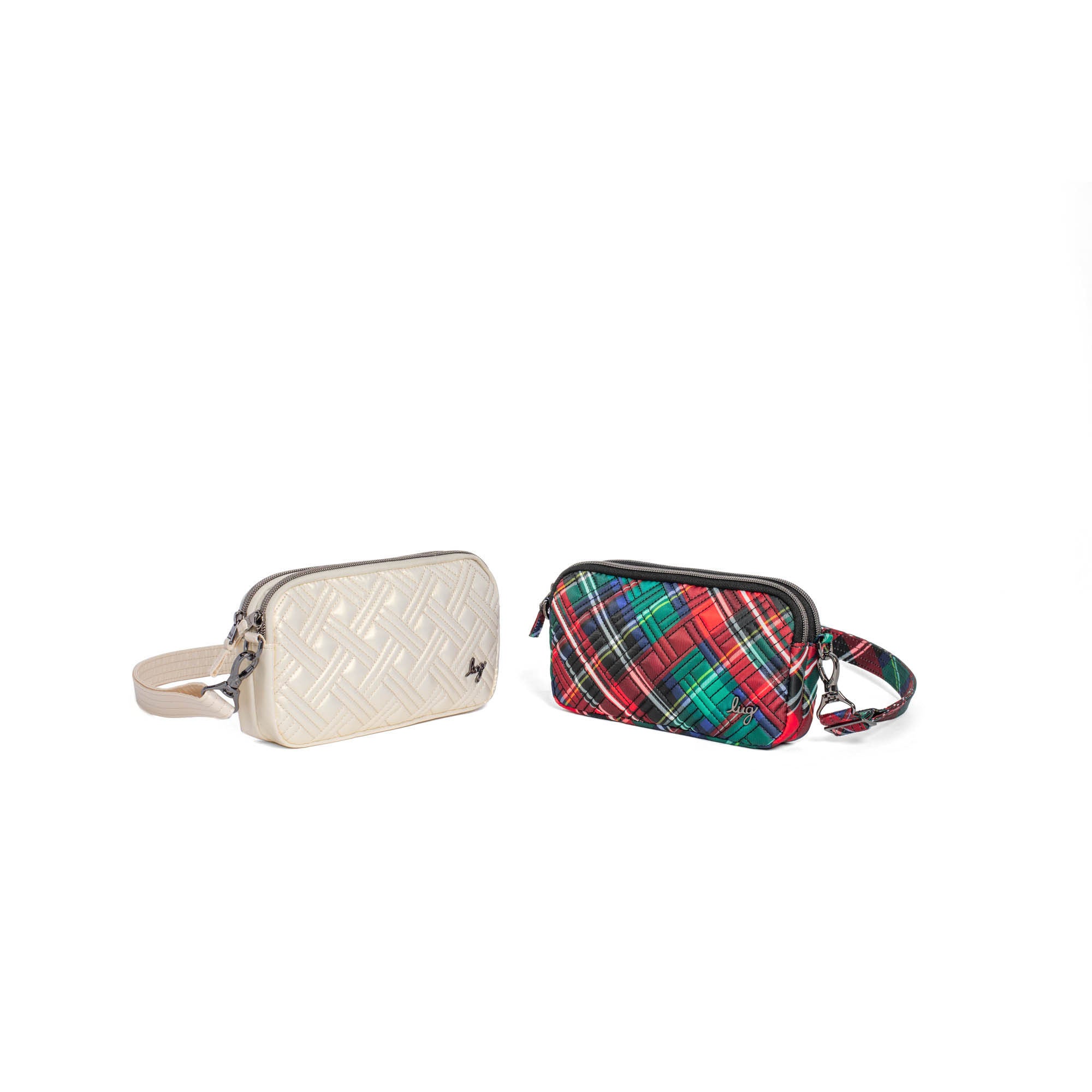 Coupe XL Convertible Crossbody Bag - 2pc Set - TARTAN PLAID METALLIC CHAMPAGNE - CoupeXLSetof2_TartanPlaid_MetallicChampagne_02