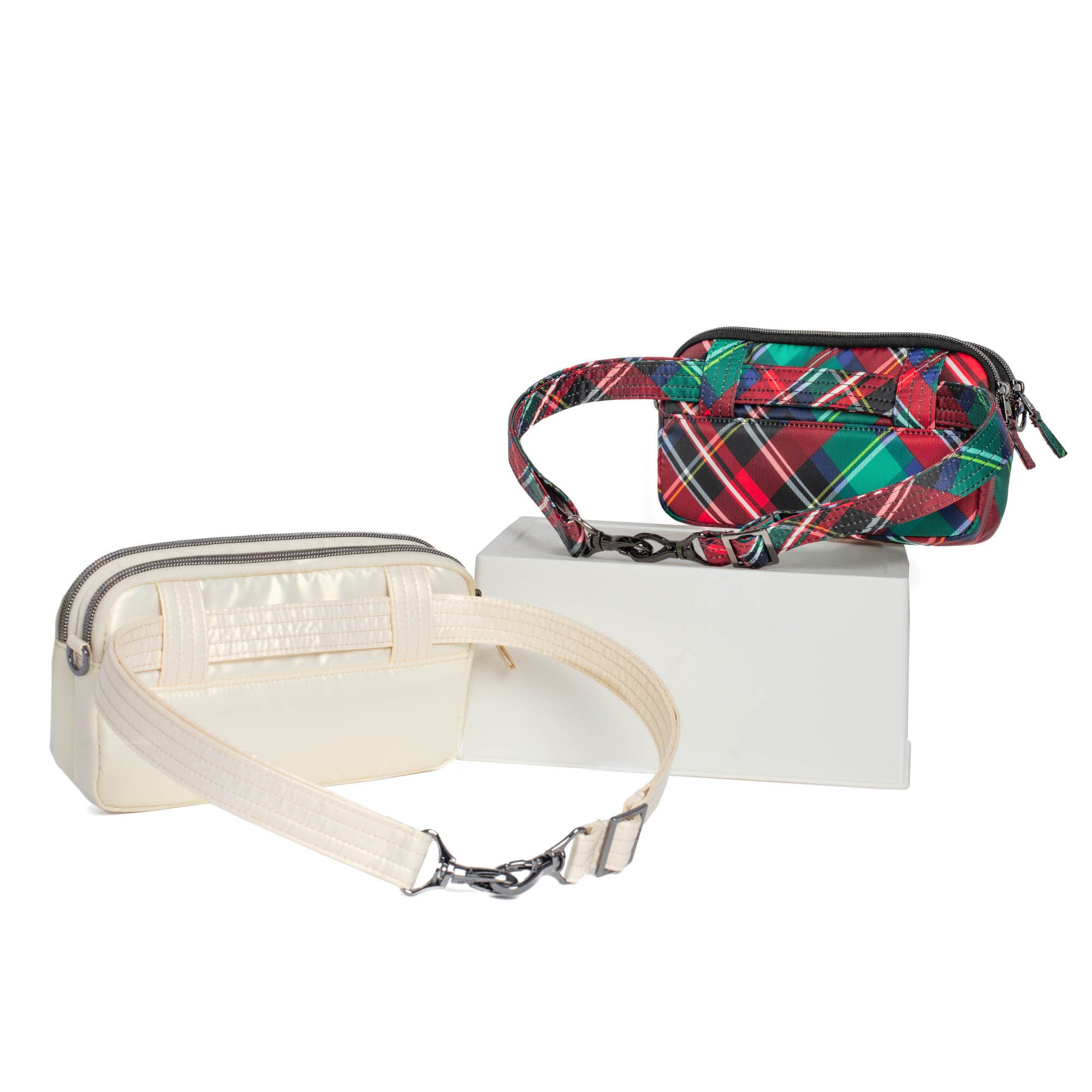 Coupe XL Convertible Crossbody Bag - 2pc Set - TARTAN PLAID METALLIC CHAMPAGNE - CoupeXLSetof2_TartanPlaid_MetallicChampagne_04