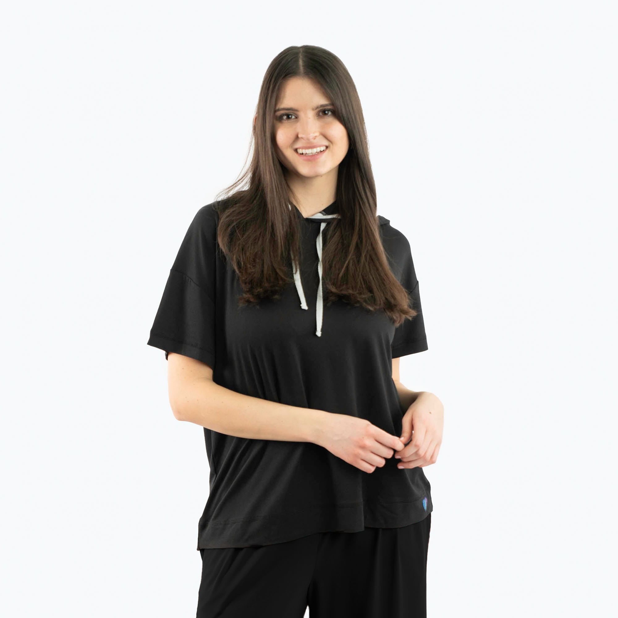 Coupe Hooded Top Short Sleeve - MIDNIGHT BLACK - Coupe_ShortSleeveTop_MidnightBlack_01_4d899ac3-19ec-4086-ac63-a47a0d06b745