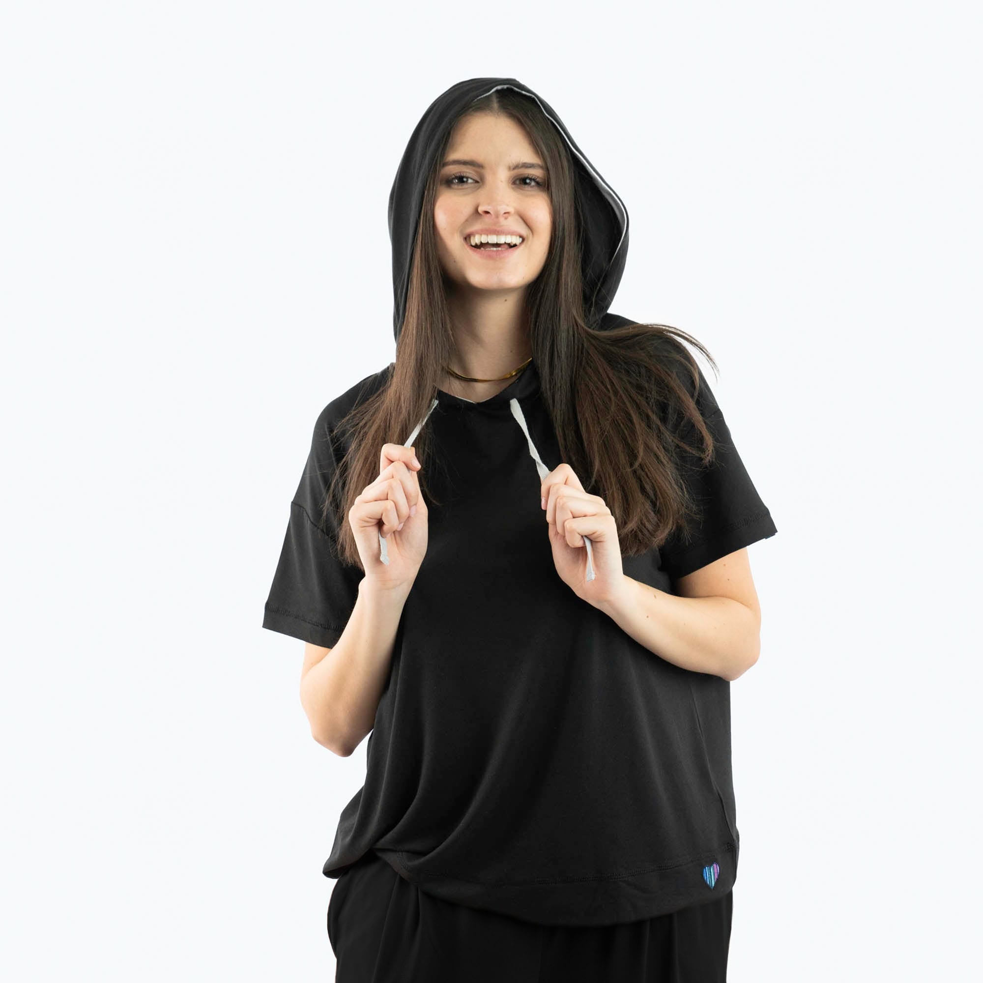 Coupe Hooded Top Short Sleeve - MIDNIGHT BLACK - Coupe_ShortSleeveTop_MidnightBlack_03_559e7d82-d22f-48ce-8b0e-316d66061d29