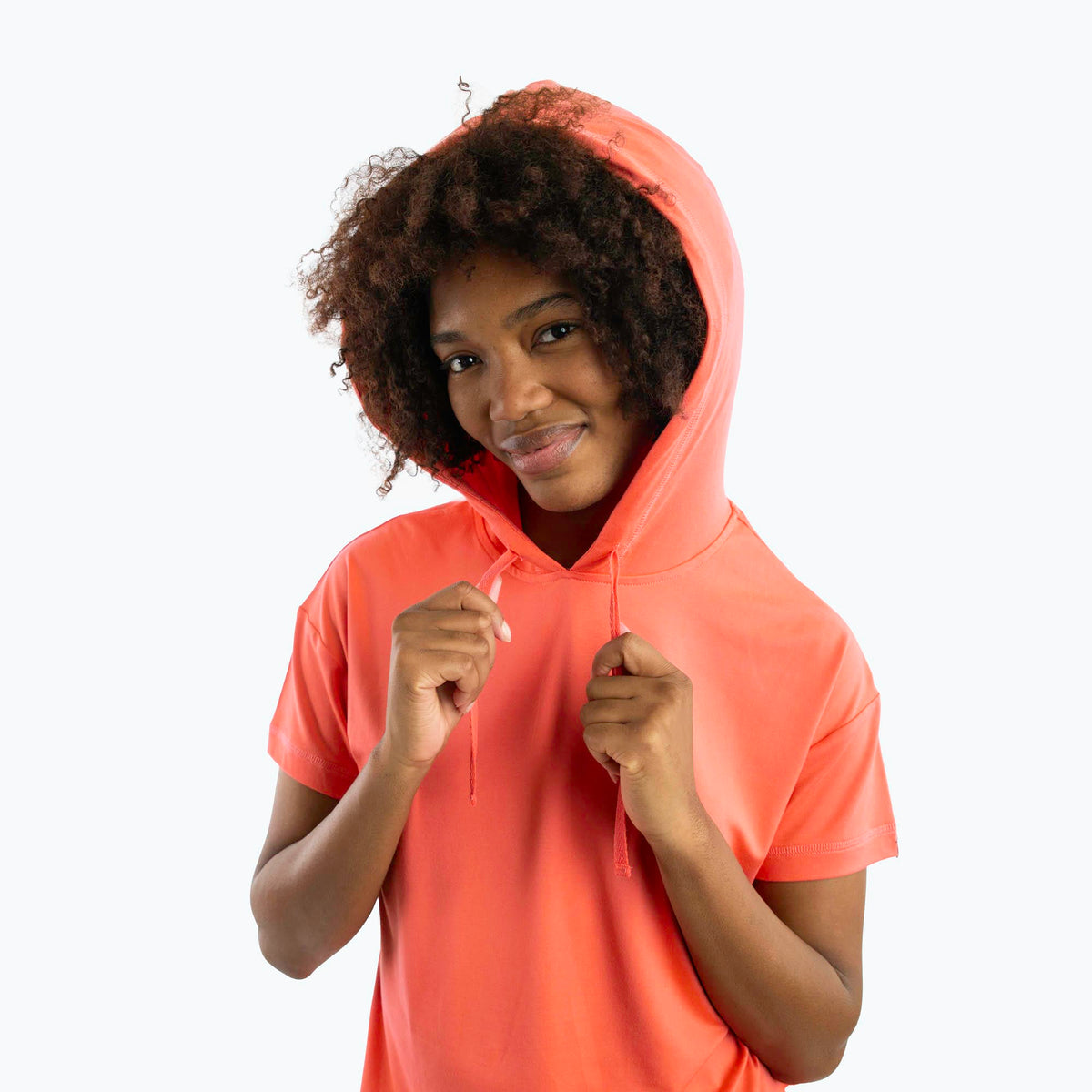 Coupe Hooded Top Short Sleeve - PAPAYA - Coupe_ShortSleeveTop_Papaya_03_066d540b-071c-4f41-a544-20d9f2e3a913