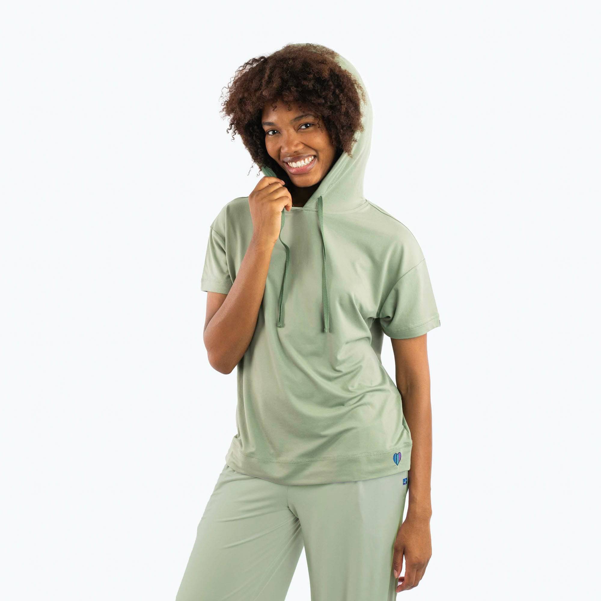 Coupe Hooded Top Short Sleeve - SAGE GREEN - Coupe_ShortSleeveTop_SageGreen_03_6b2b3a2e-3793-4947-badc-0a0b3d7c2498