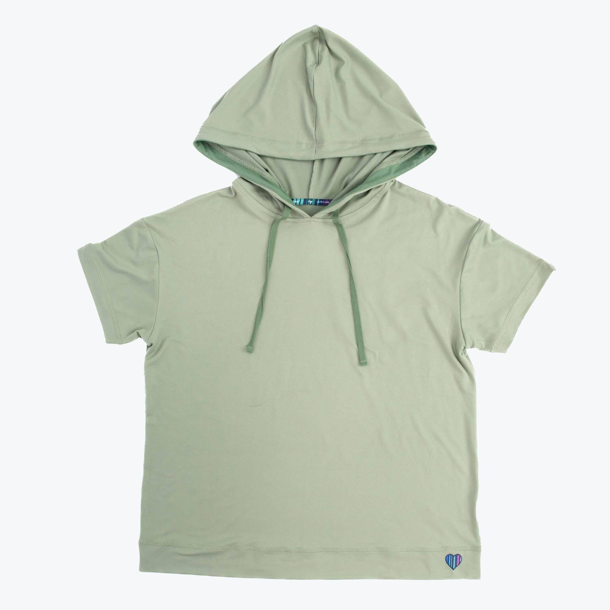 Coupe Hooded Top Short Sleeve - SAGE GREEN - Coupe_ShortSleeveTop_SageGreen_Flatlay_3d61f3ab-e881-4b38-bb43-86085138ff16