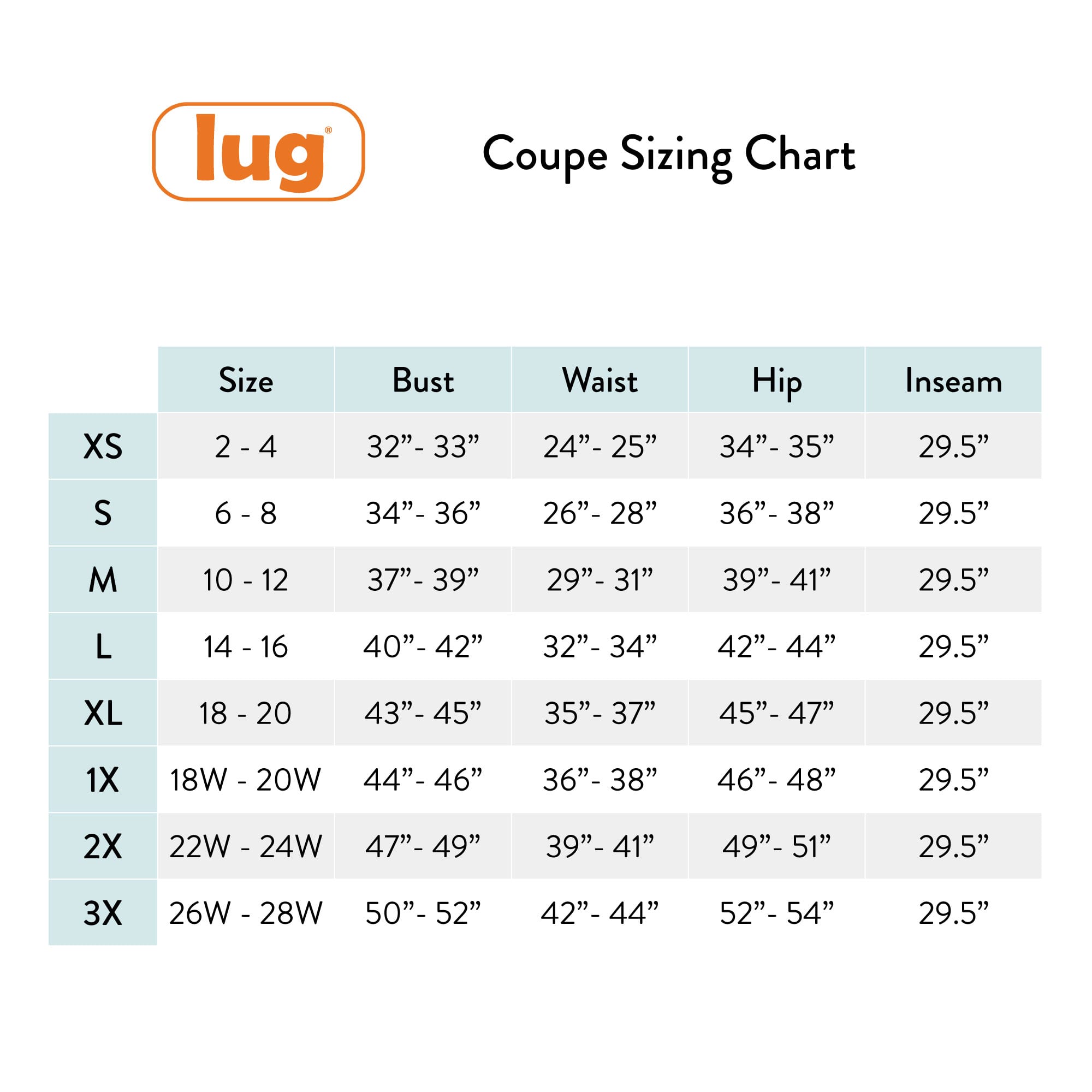 Coupe Wide Leg Full Length Pants - - Coupe_StraightLegPants_SizingChart_b19b4a4b-3ad1-433d-aa5c-8b95be4ba9c7