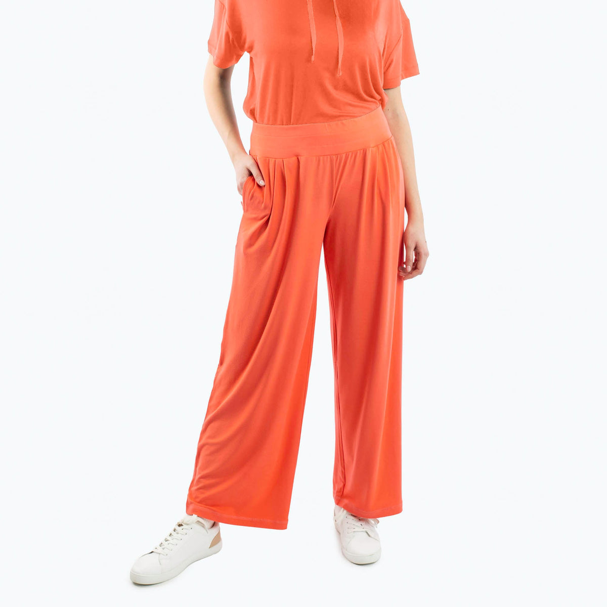 Coupe Wide Leg Full Length Pants - PAPAYA - Coupe_WideLegFullLengthPants_Papaya_01