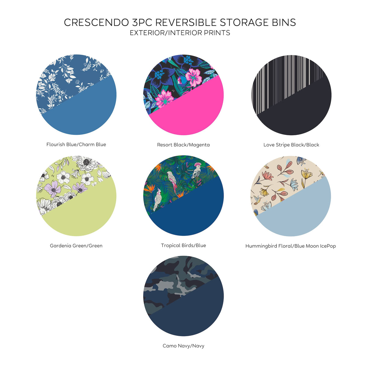 Crescendo 3pc Reversible Storage Bins