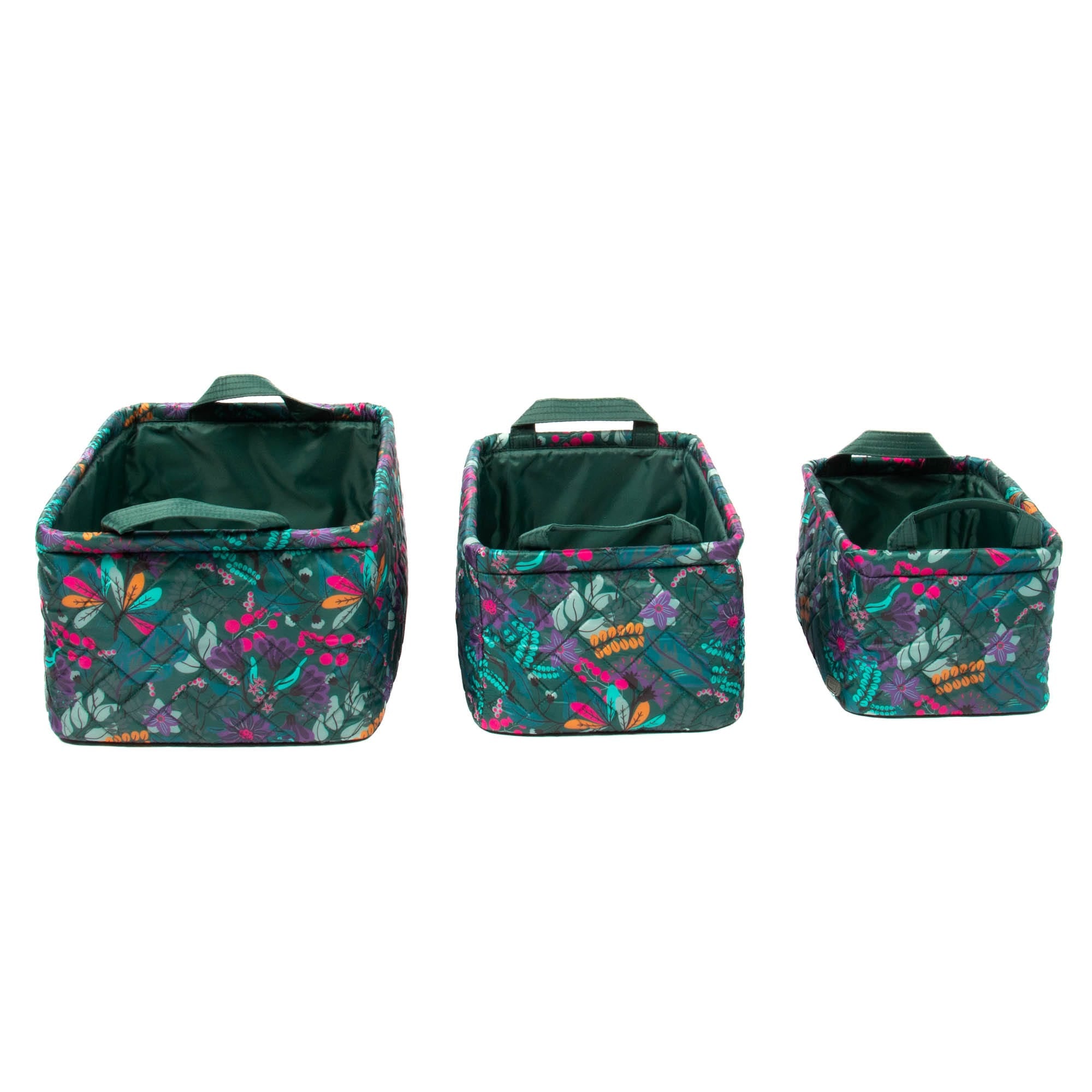 Crescendo 3pc Reversible Storage Bins - EVERMORE FLORA GREEN - Crescendo_EvermoreFloraGreen_01