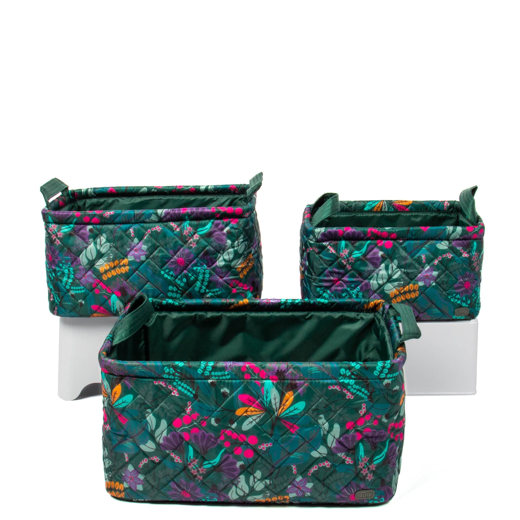 Crescendo 3pc Reversible Storage Bins - EVERMORE FLORA GREEN - Crescendo_EvermoreFloraGreen_02