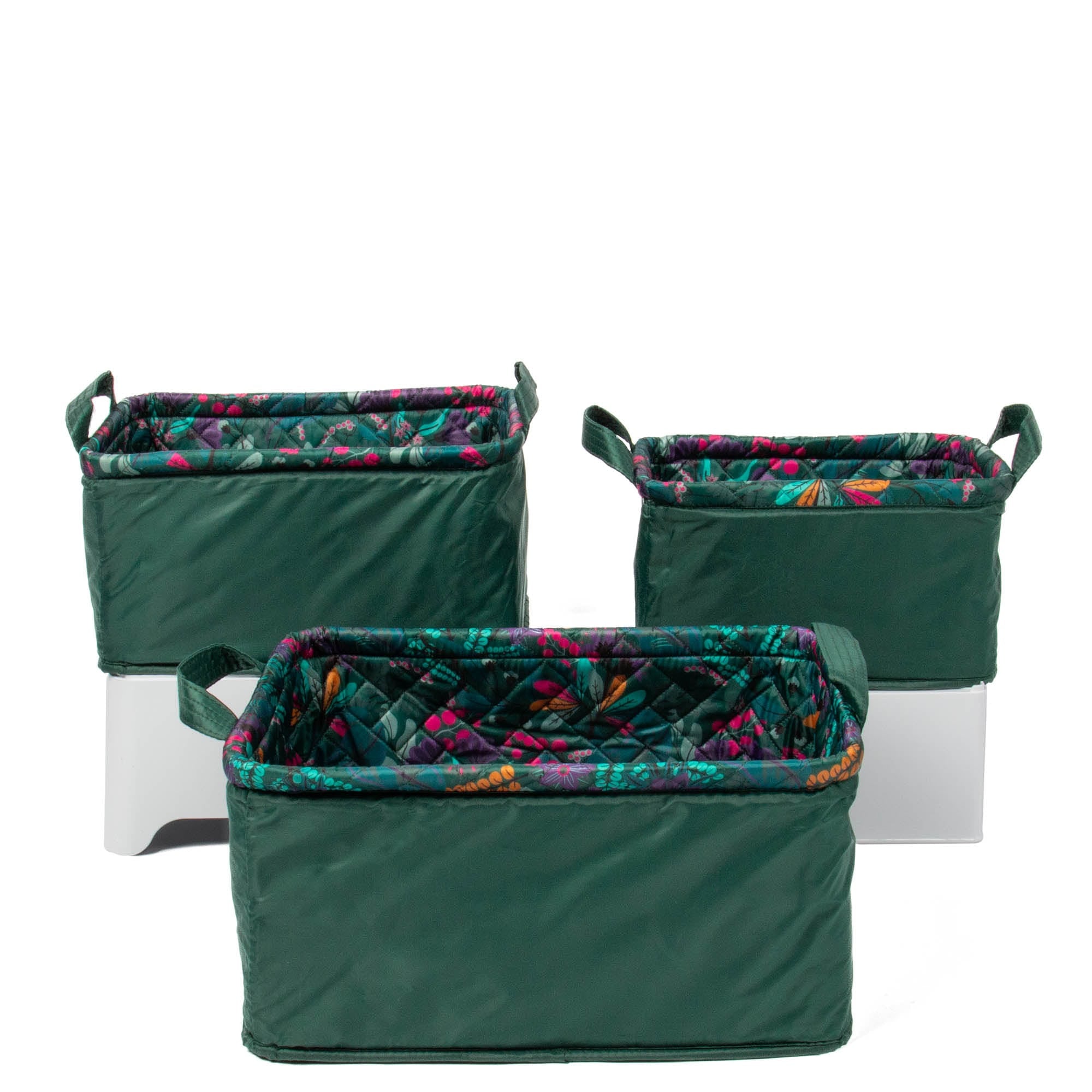 Crescendo 3pc Reversible Storage Bins - EVERMORE FLORA GREEN - Crescendo_EvermoreFloraGreen_03
