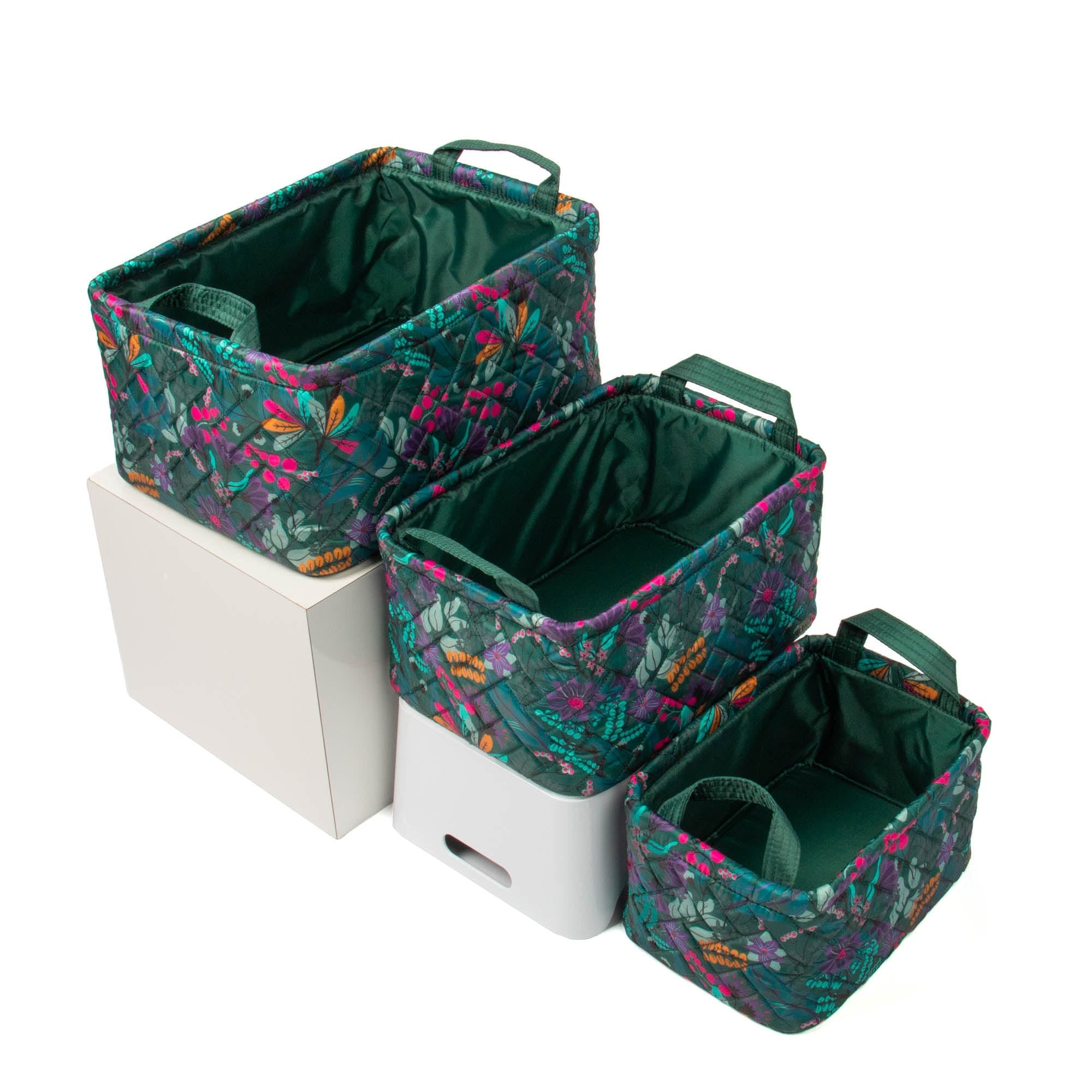 Crescendo 3pc Reversible Storage Bins - EVERMORE FLORA GREEN - Crescendo_EvermoreFloraGreen_04